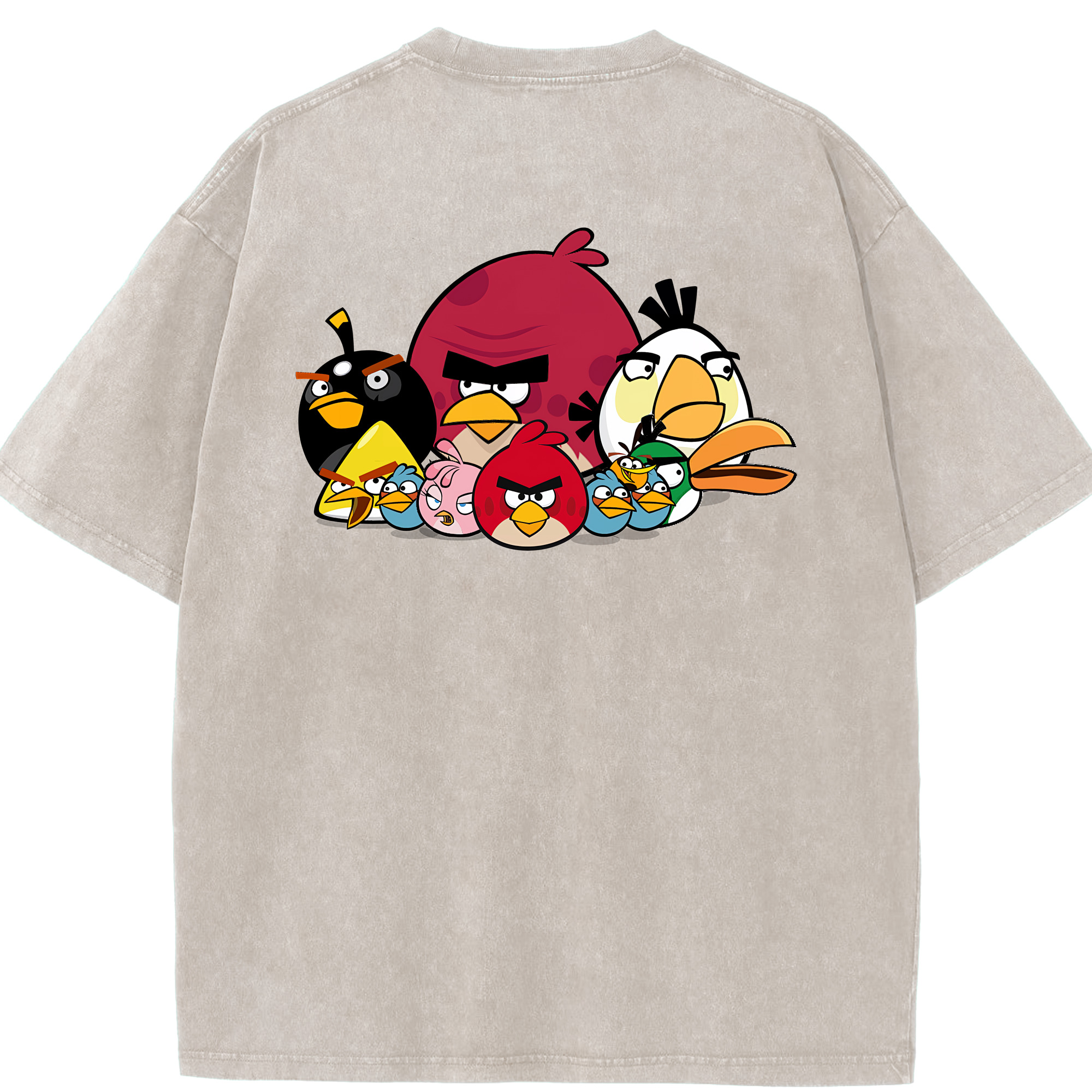 （画像用） Angry Birds アングリーバード 綿100% ヴィンテージ風 半袖Tシャツ（背面プリント）