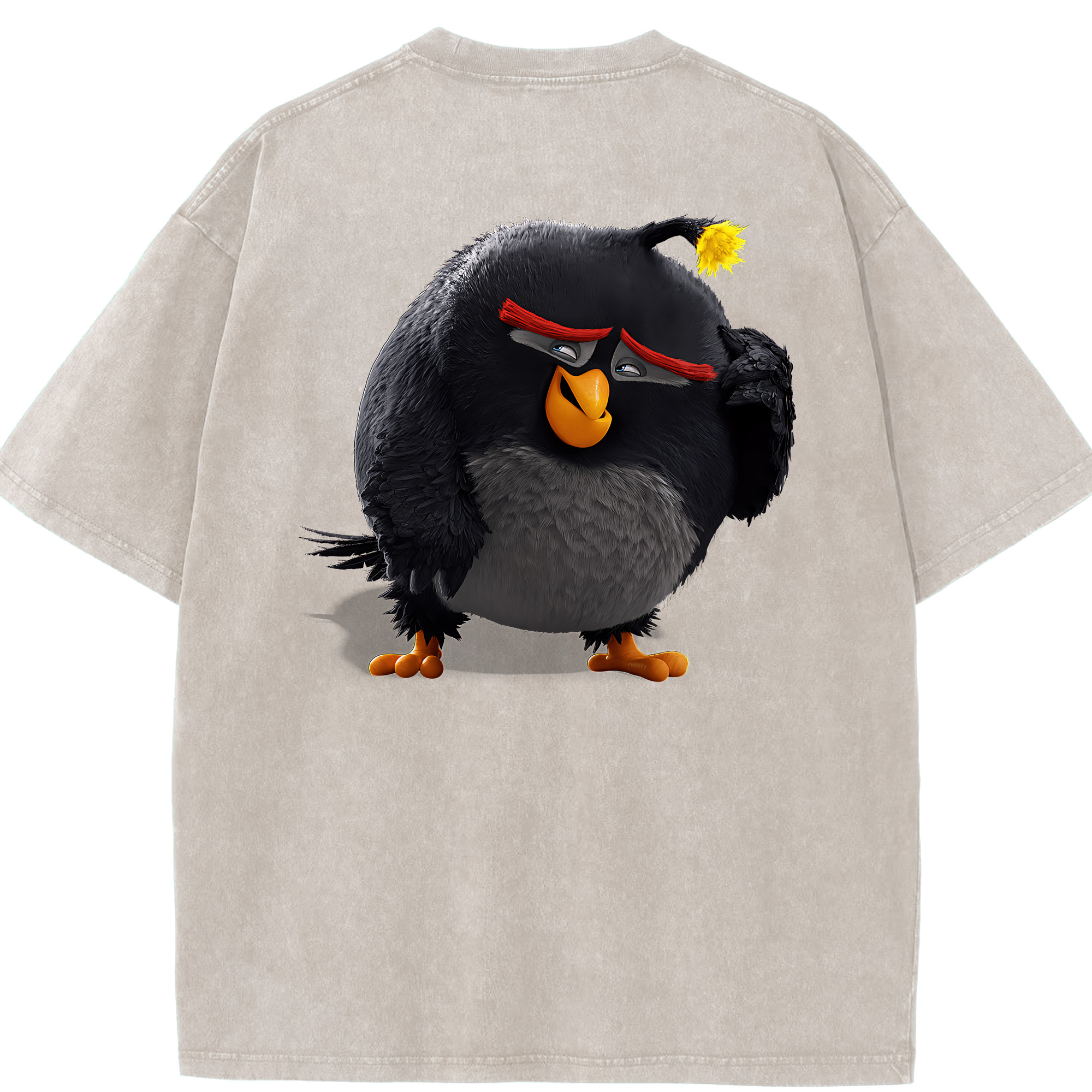 （画像用） Angry Birds アングリーバード 綿100% ヴィンテージ風 半袖Tシャツ（背面プリント）