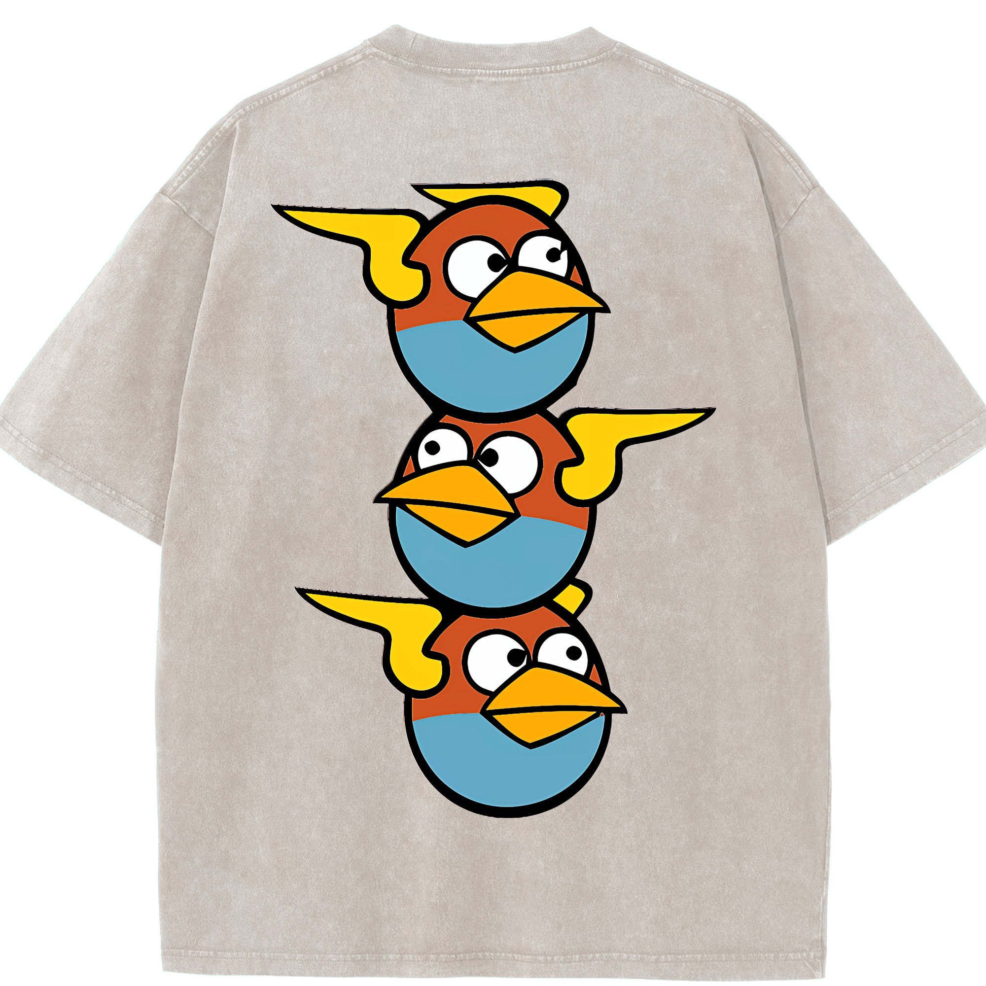 （画像用） Angry Birds アングリーバード 綿100% ヴィンテージ風 半袖Tシャツ（背面プリント）
