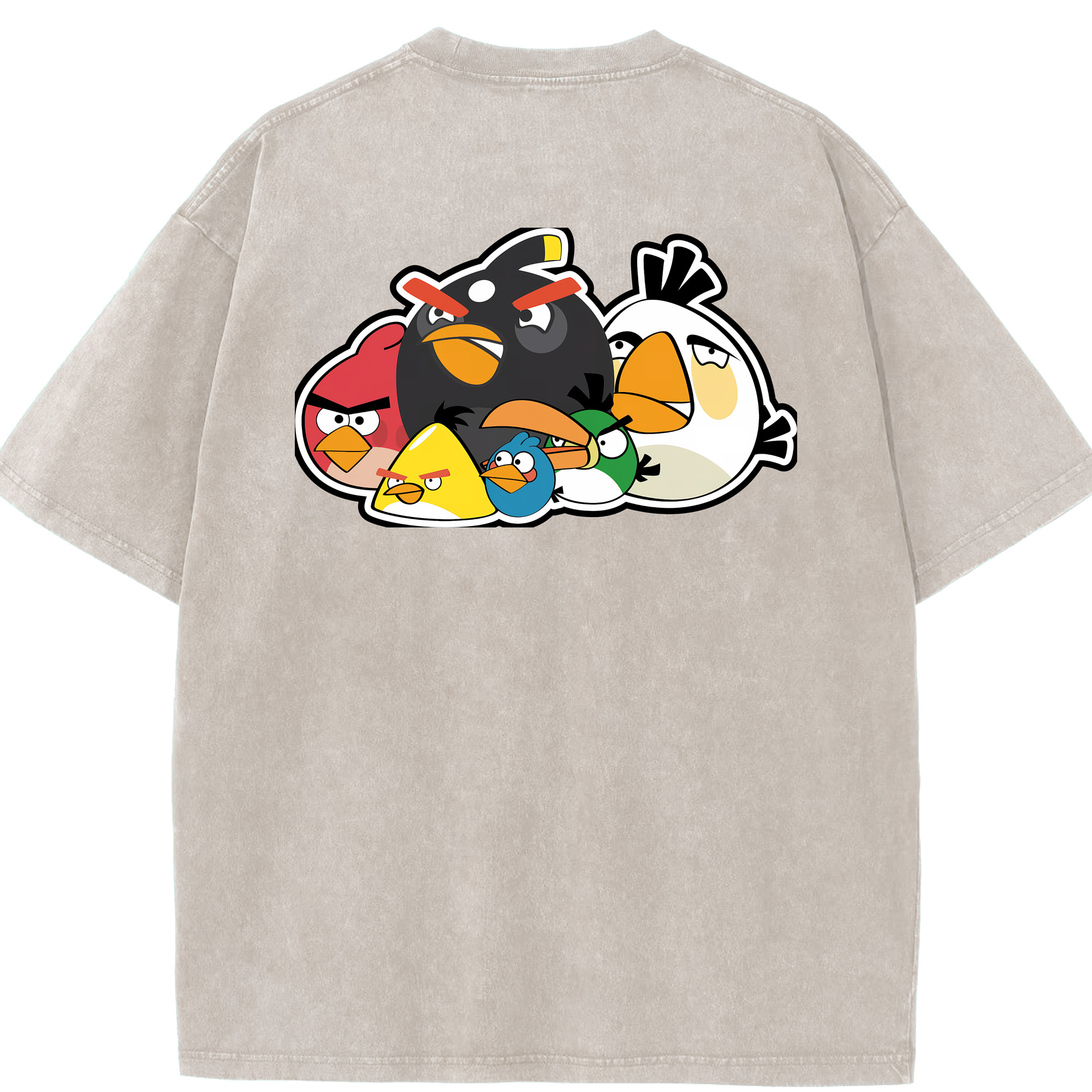 （画像用） Angry Birds アングリーバード 綿100% ヴィンテージ風 半袖Tシャツ（背面プリント）