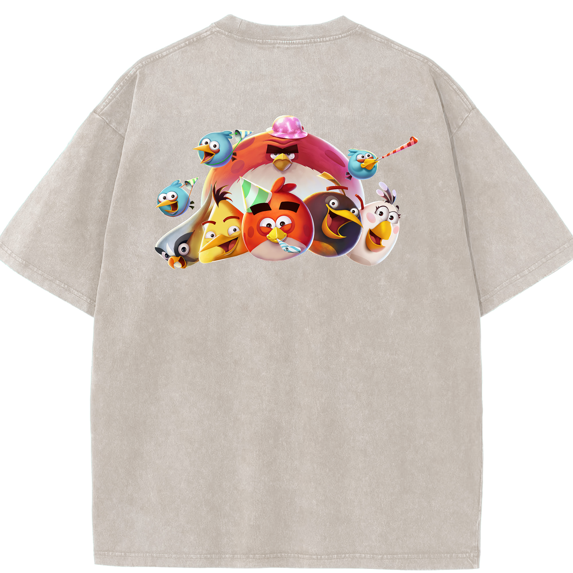 （画像用） Angry Birds アングリーバード 綿100% ヴィンテージ風 半袖Tシャツ（背面プリント）