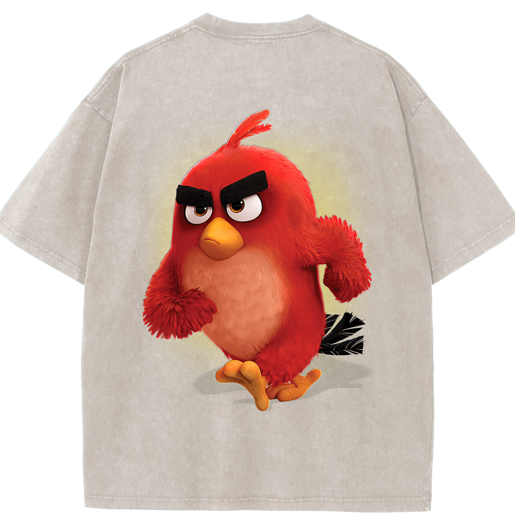 （画像用） Angry Birds アングリーバード 綿100% ヴィンテージ風 半袖Tシャツ（背面プリント）