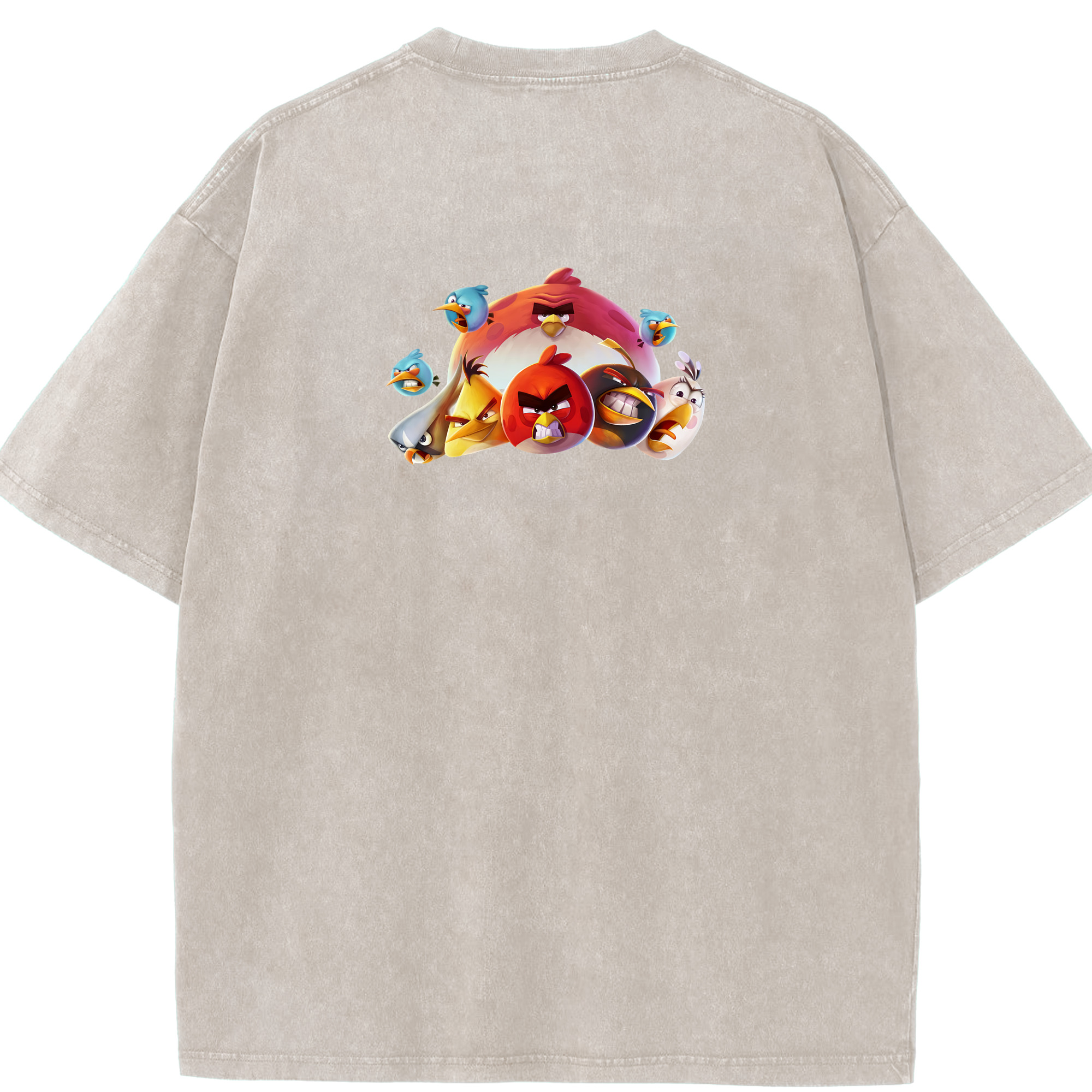 （画像用） Angry Birds アングリーバード 綿100% ヴィンテージ風 半袖Tシャツ（背面プリント）