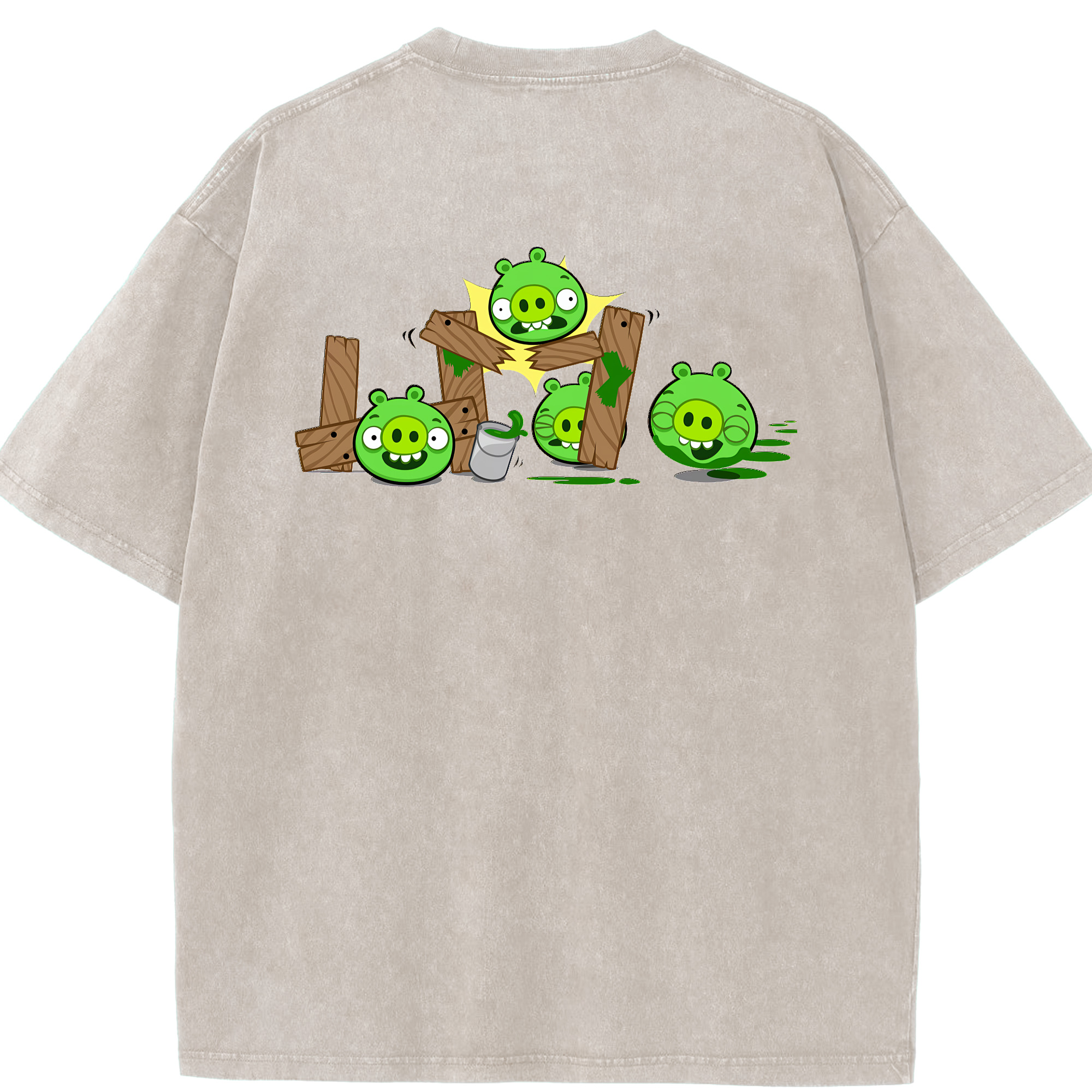 （画像用） Angry Birds アングリーバード 綿100% ヴィンテージ風 半袖Tシャツ（背面プリント）