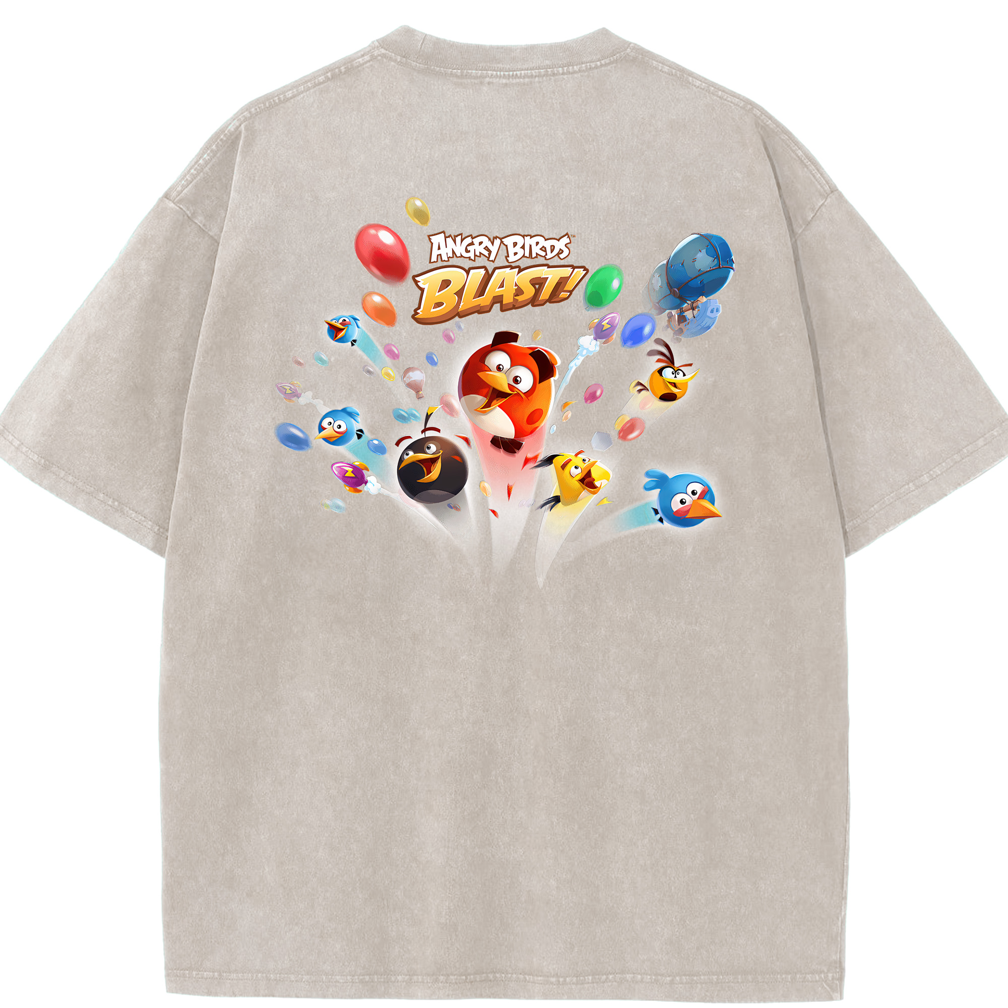 （画像用） Angry Birds アングリーバード 綿100% ヴィンテージ風 半袖Tシャツ（背面プリント）