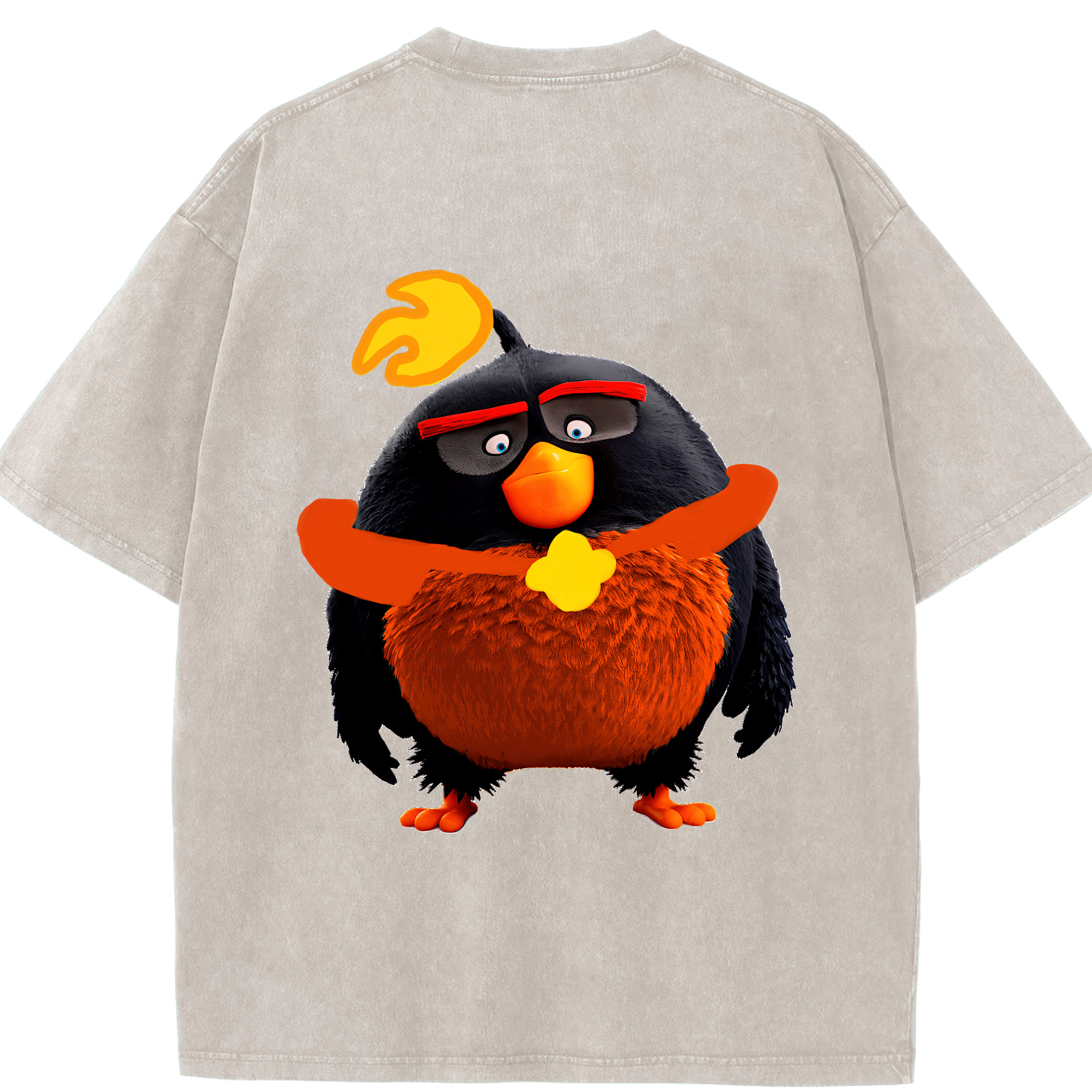 （画像用） Angry Birds アングリーバード 綿100% ヴィンテージ風 半袖Tシャツ（背面プリント）