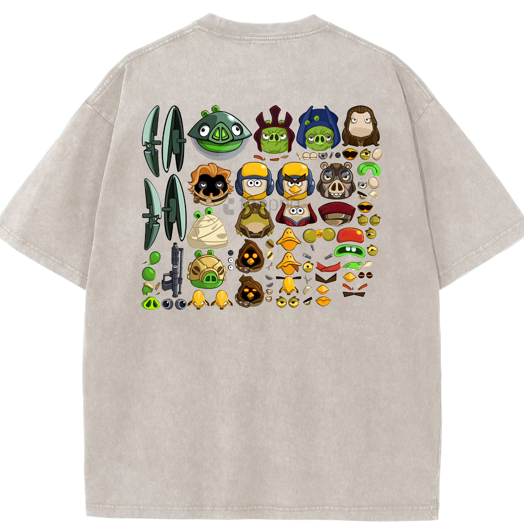 （画像用） Angry Birds アングリーバード 綿100% ヴィンテージ風 半袖Tシャツ（背面プリント）