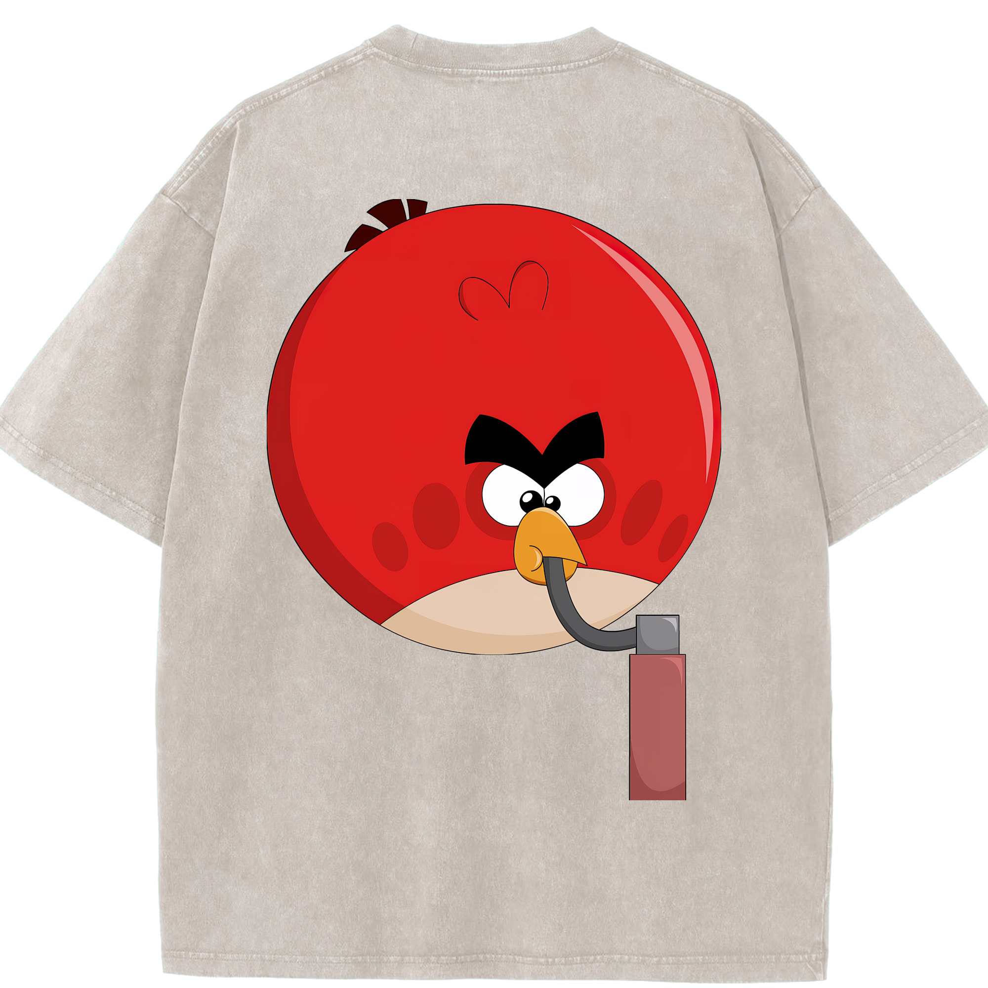 （画像用） Angry Birds アングリーバード 綿100% ヴィンテージ風 半袖Tシャツ（背面プリント）