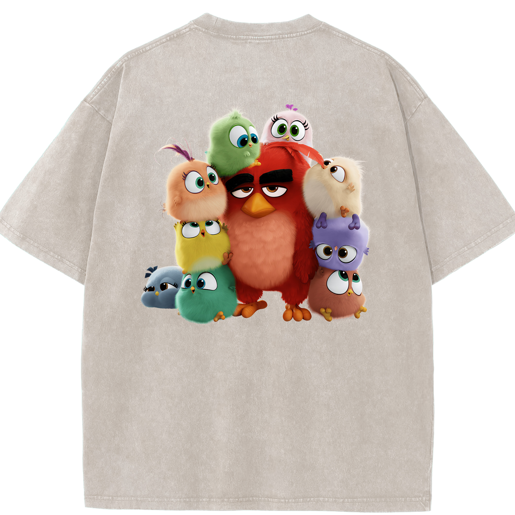 （画像用） Angry Birds アングリーバード 綿100% ヴィンテージ風 半袖Tシャツ（背面プリント）