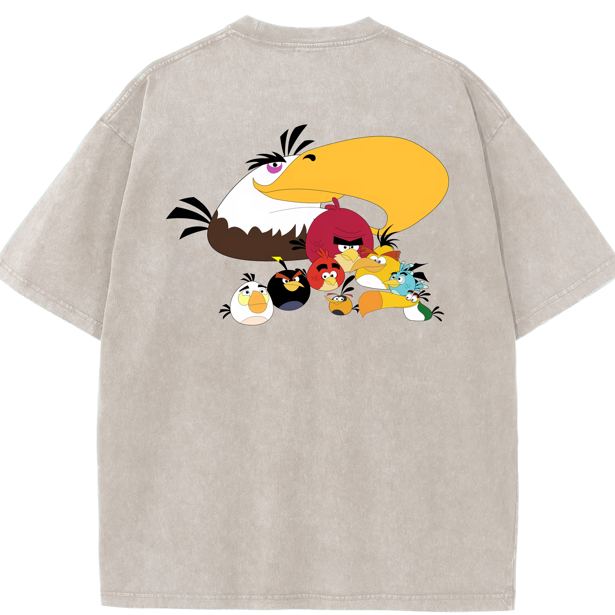 （画像用） Angry Birds アングリーバード 綿100% ヴィンテージ風 半袖Tシャツ（背面プリント）