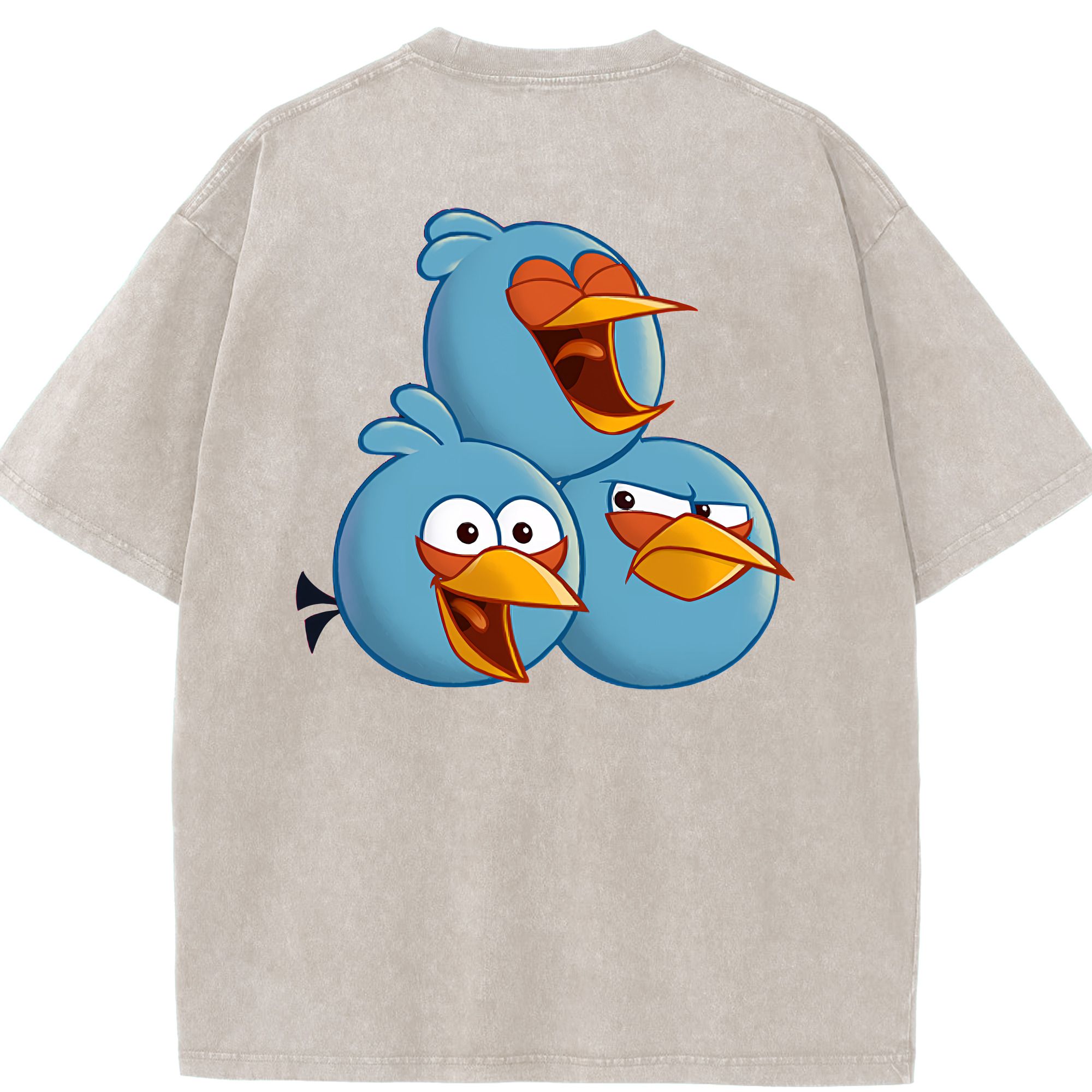 （画像用） Angry Birds アングリーバード 綿100% ヴィンテージ風 半袖Tシャツ（背面プリント）