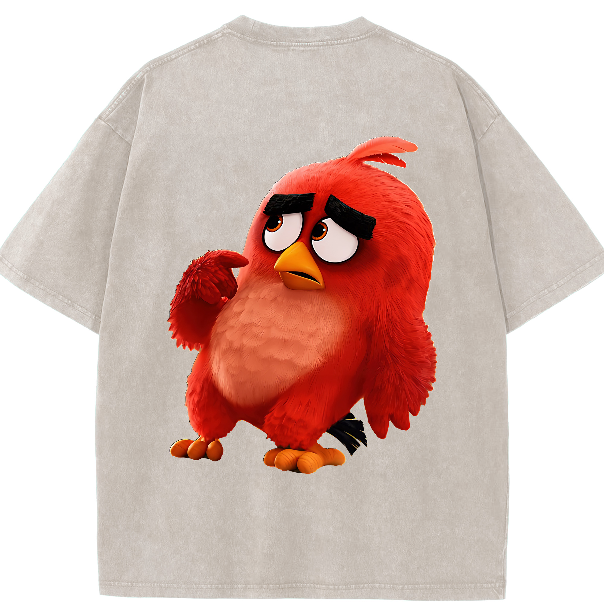 （画像用） Angry Birds アングリーバード 綿100% ヴィンテージ風 半袖Tシャツ（背面プリント）
