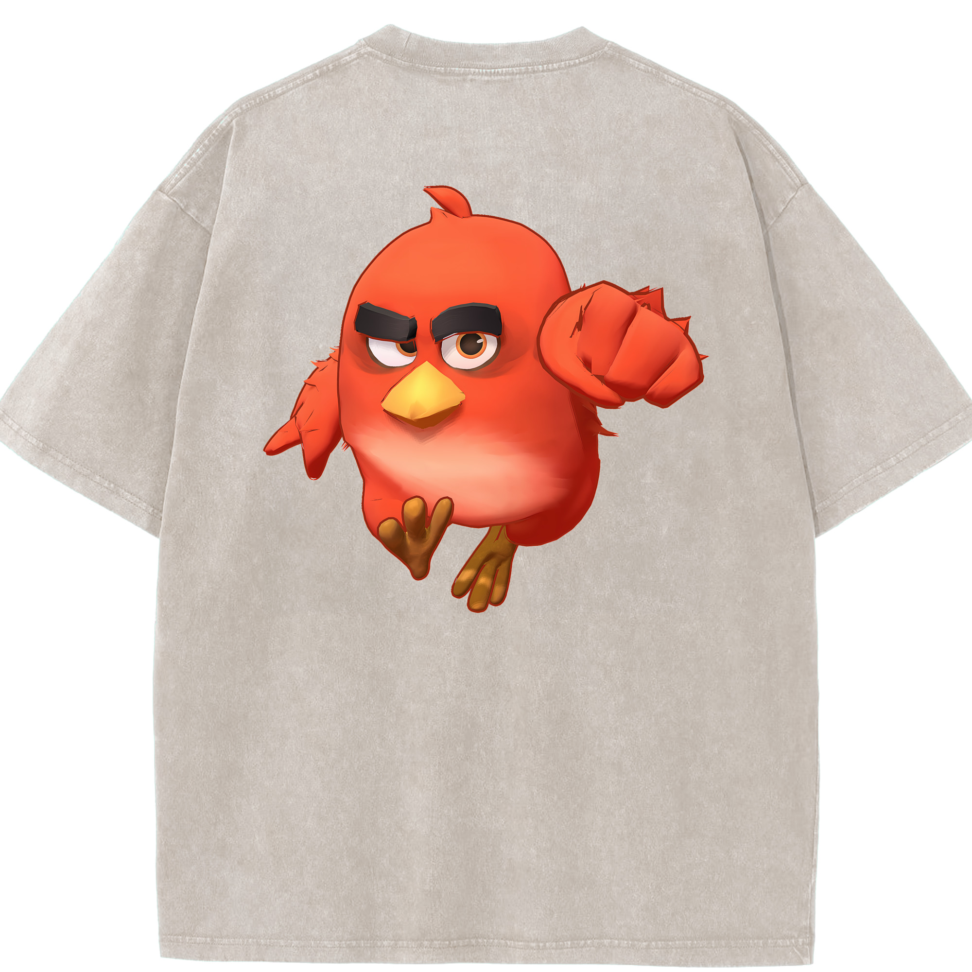 （画像用） Angry Birds アングリーバード 綿100% ヴィンテージ風 半袖Tシャツ（背面プリント）