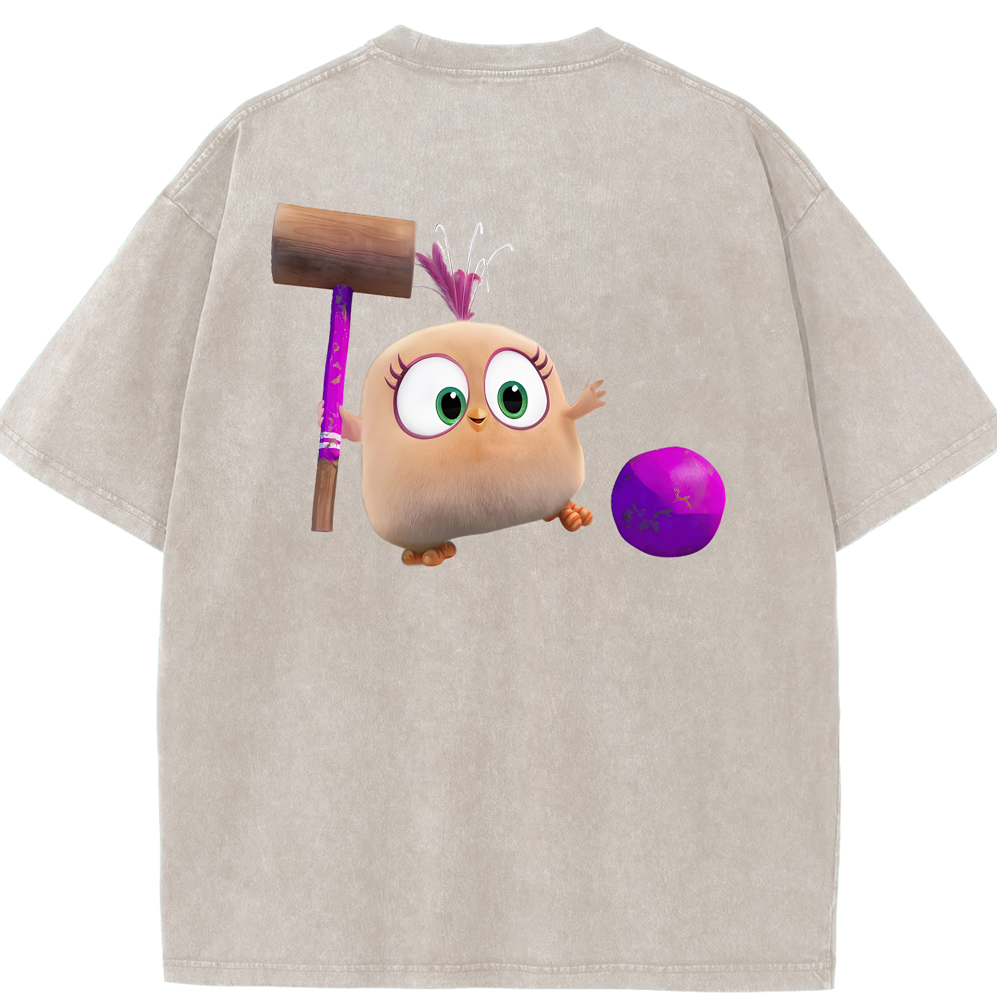 （画像用） Angry Birds アングリーバード 綿100% ヴィンテージ風 半袖Tシャツ（背面プリント）