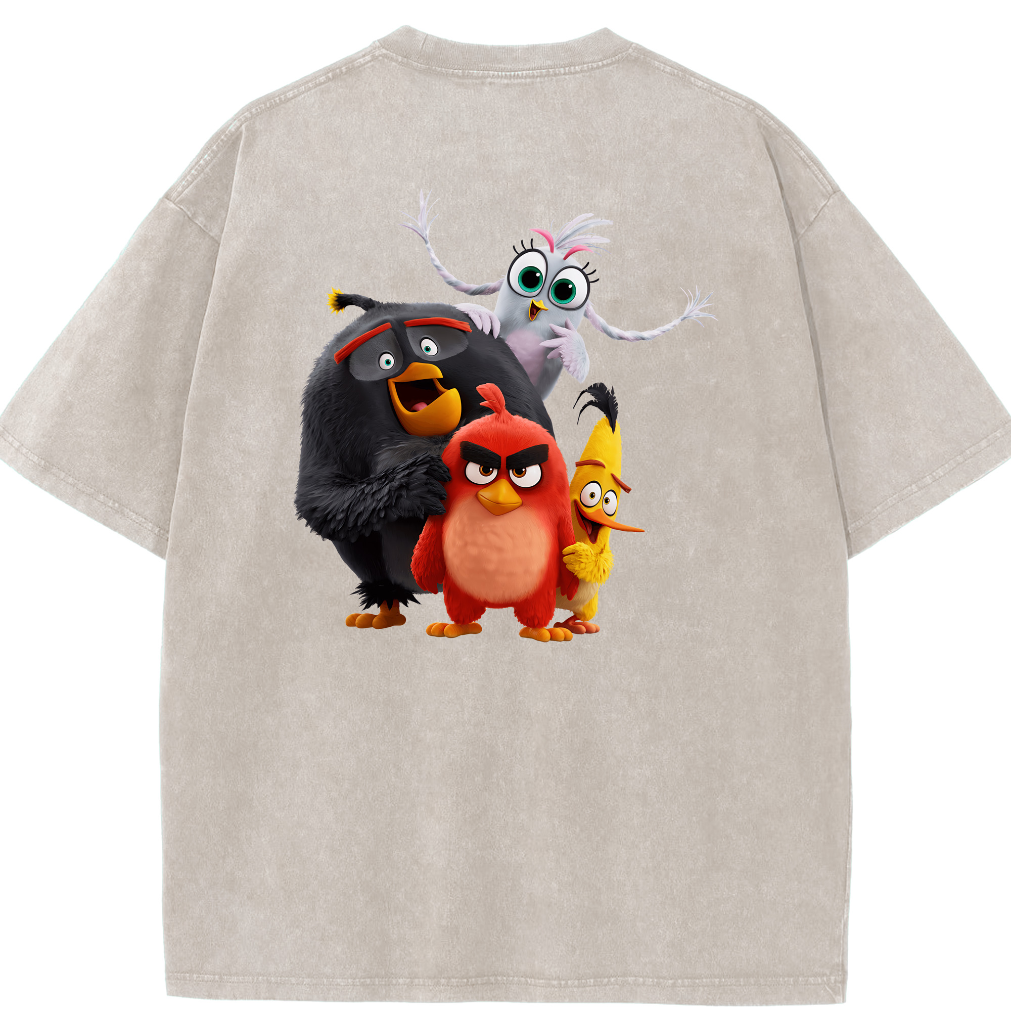 （画像用） Angry Birds アングリーバード 綿100% ヴィンテージ風 半袖Tシャツ（背面プリント）