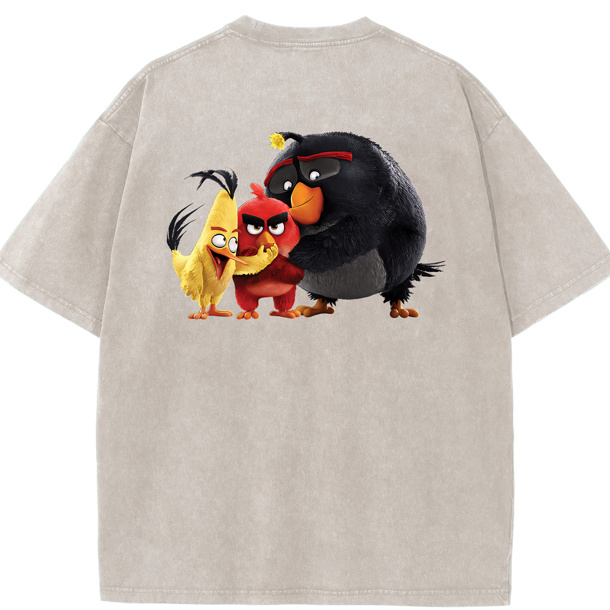（画像用） Angry Birds アングリーバード 綿100% ヴィンテージ風 半袖Tシャツ（背面プリント）
