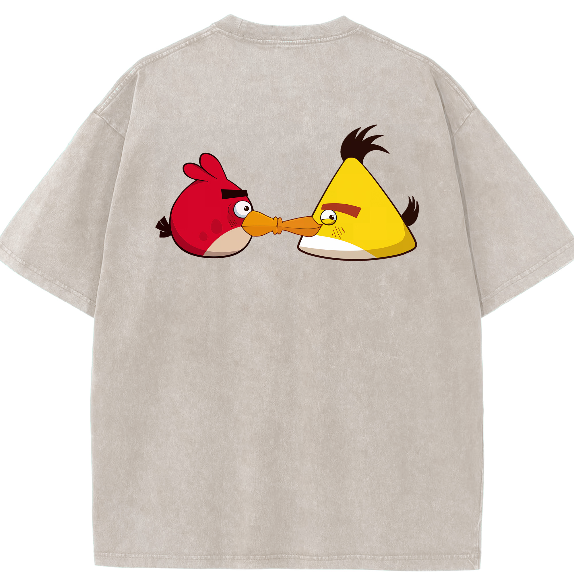 （画像用） Angry Birds アングリーバード 綿100% ヴィンテージ風 半袖Tシャツ（背面プリント）