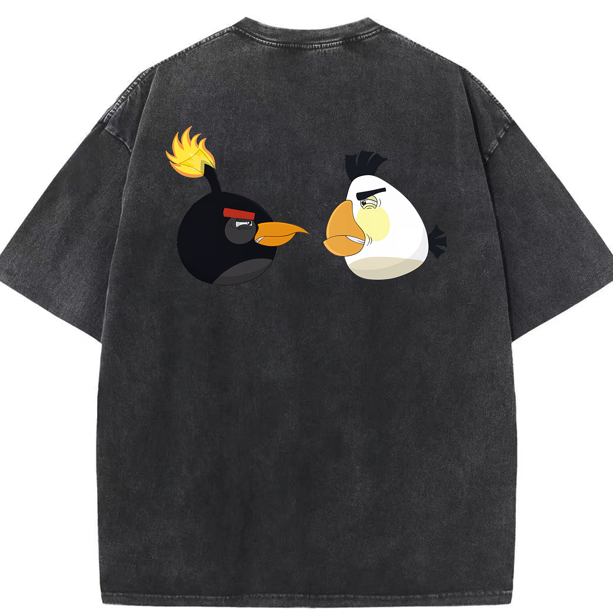 （画像用） Angry Birds アングリーバード 綿100% ヴィンテージ風 半袖Tシャツ（背面プリント）