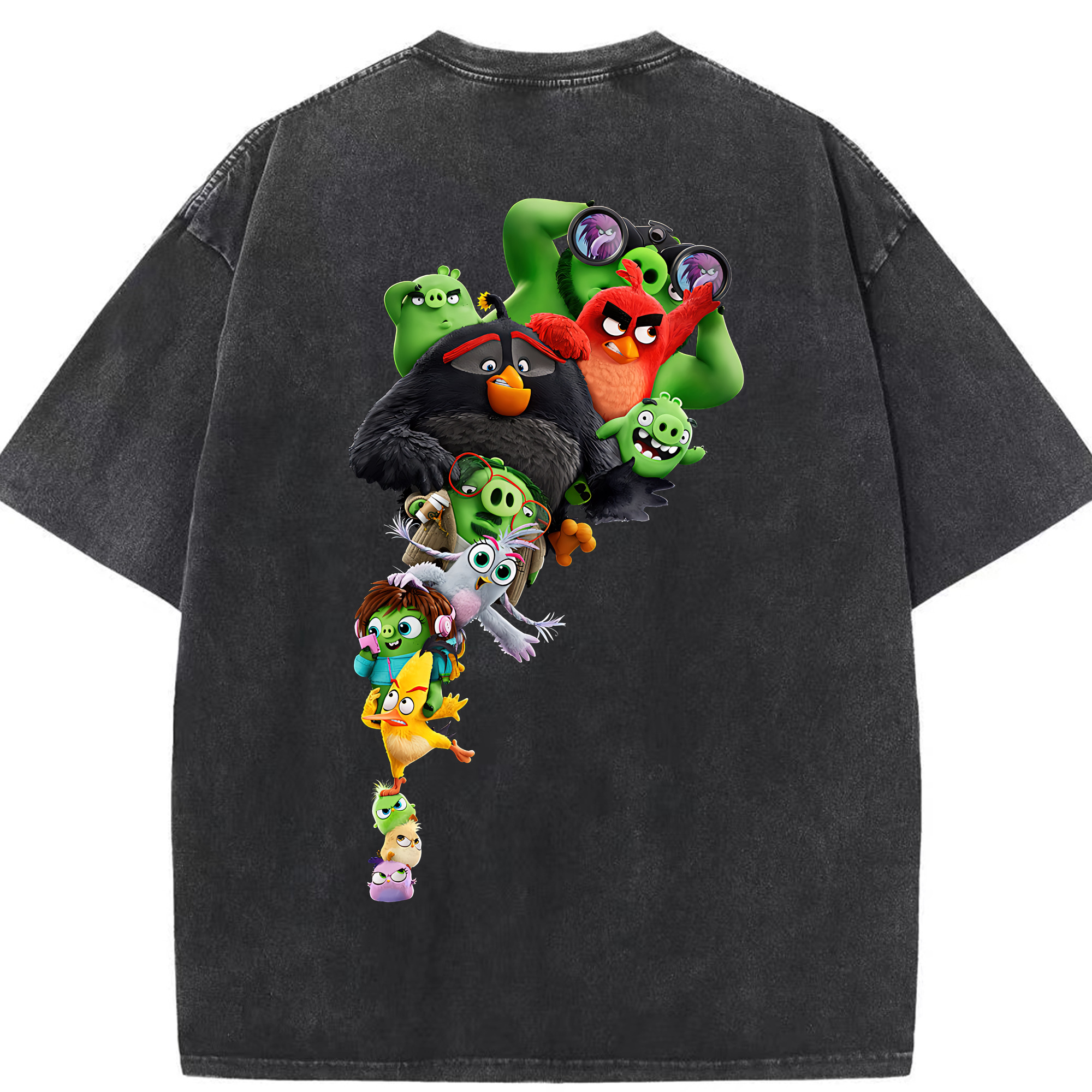 （画像用） Angry Birds アングリーバード 綿100% ヴィンテージ風 半袖Tシャツ（背面プリント）