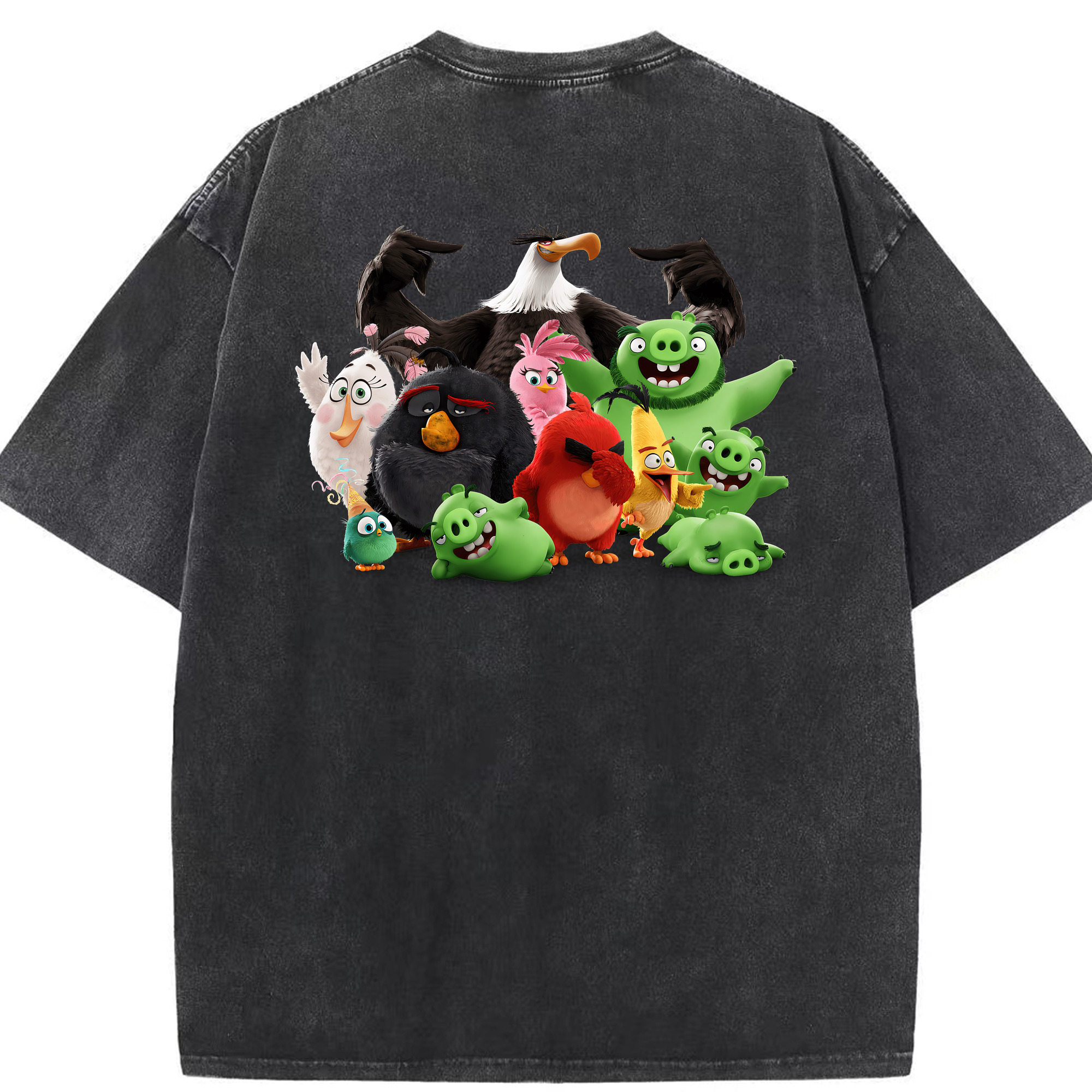 （画像用） Angry Birds アングリーバード 綿100% ヴィンテージ風 半袖Tシャツ（背面プリント）