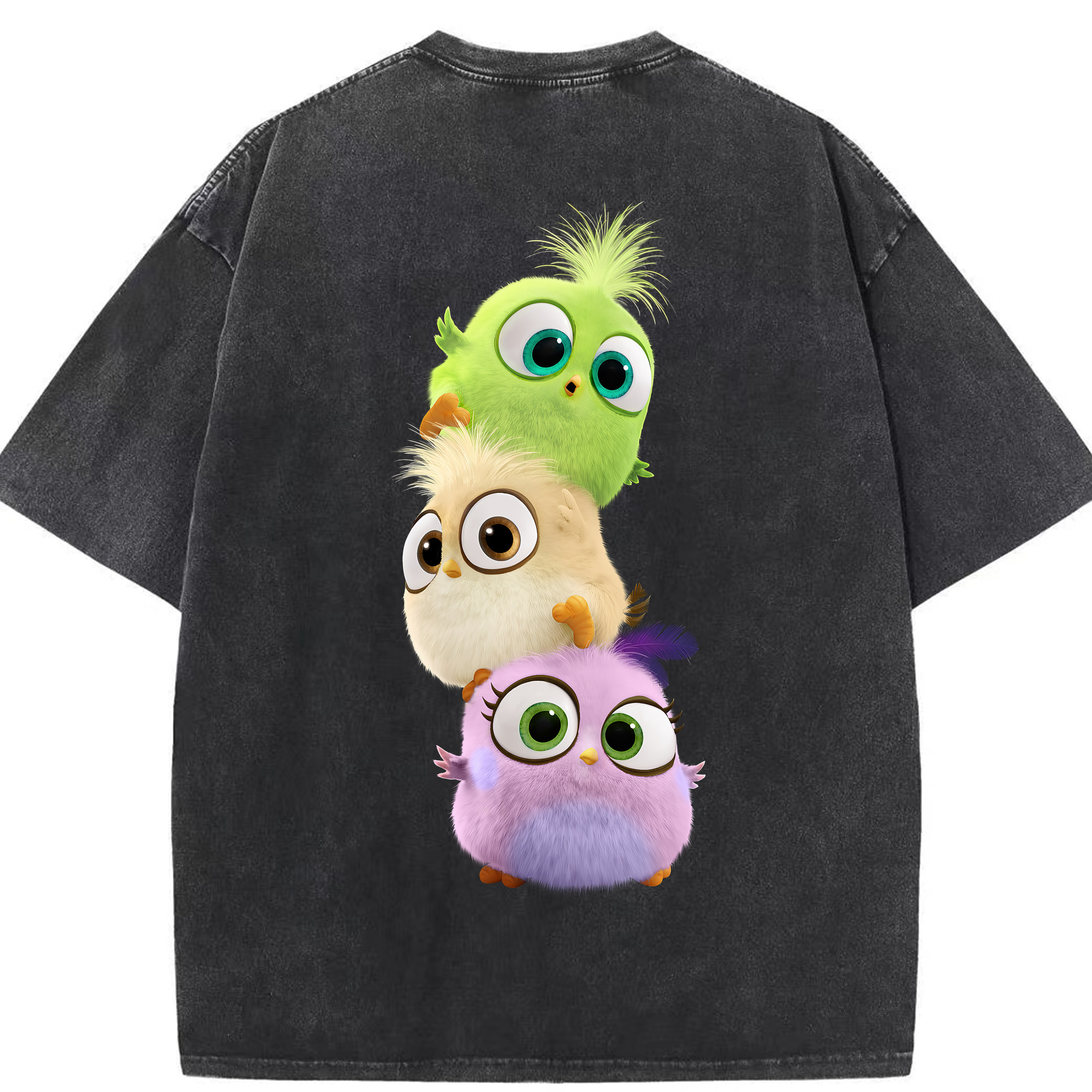 （画像用） Angry Birds アングリーバード 綿100% ヴィンテージ風 半袖Tシャツ（背面プリント）