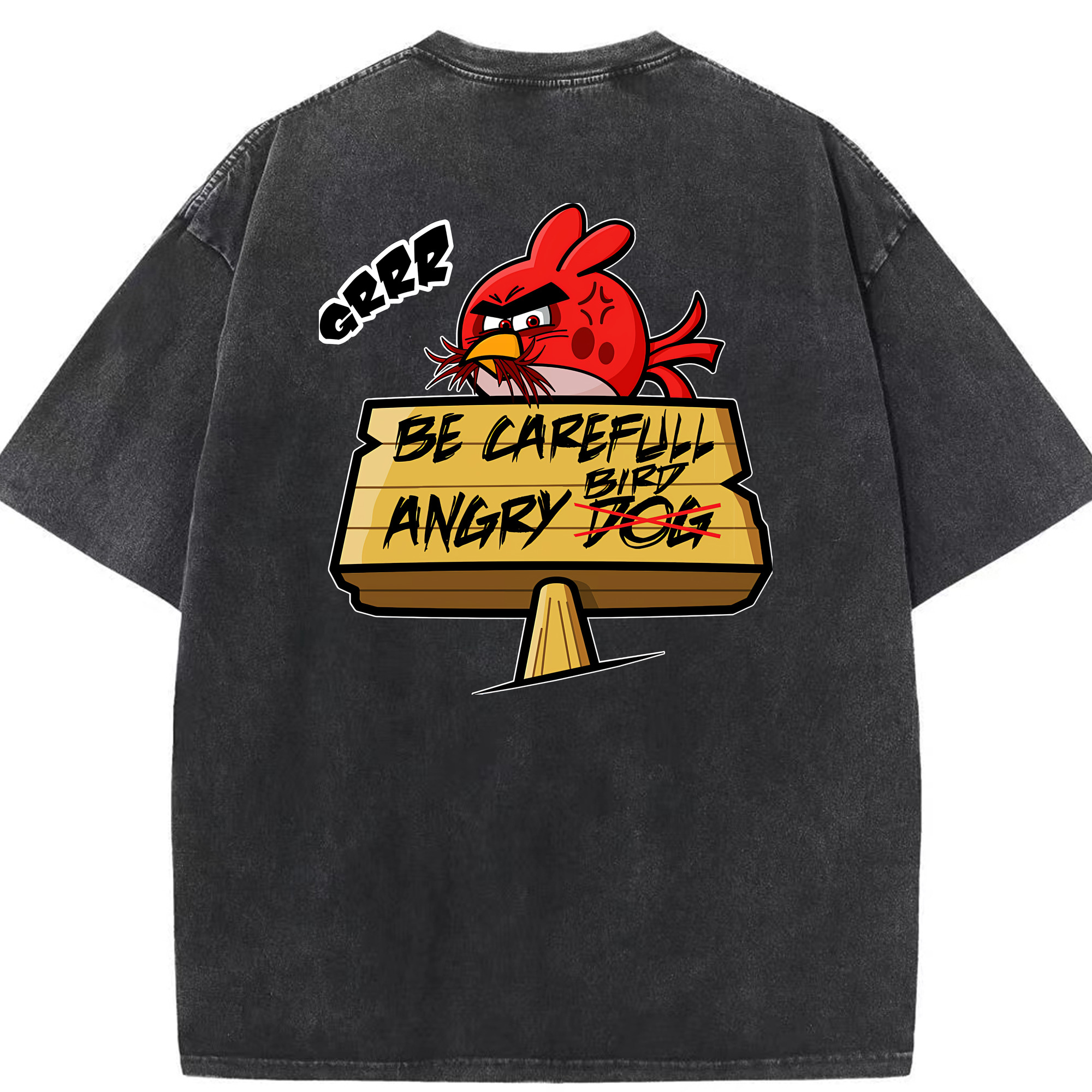（画像用） Angry Birds アングリーバード 綿100% ヴィンテージ風 半袖Tシャツ（背面プリント）