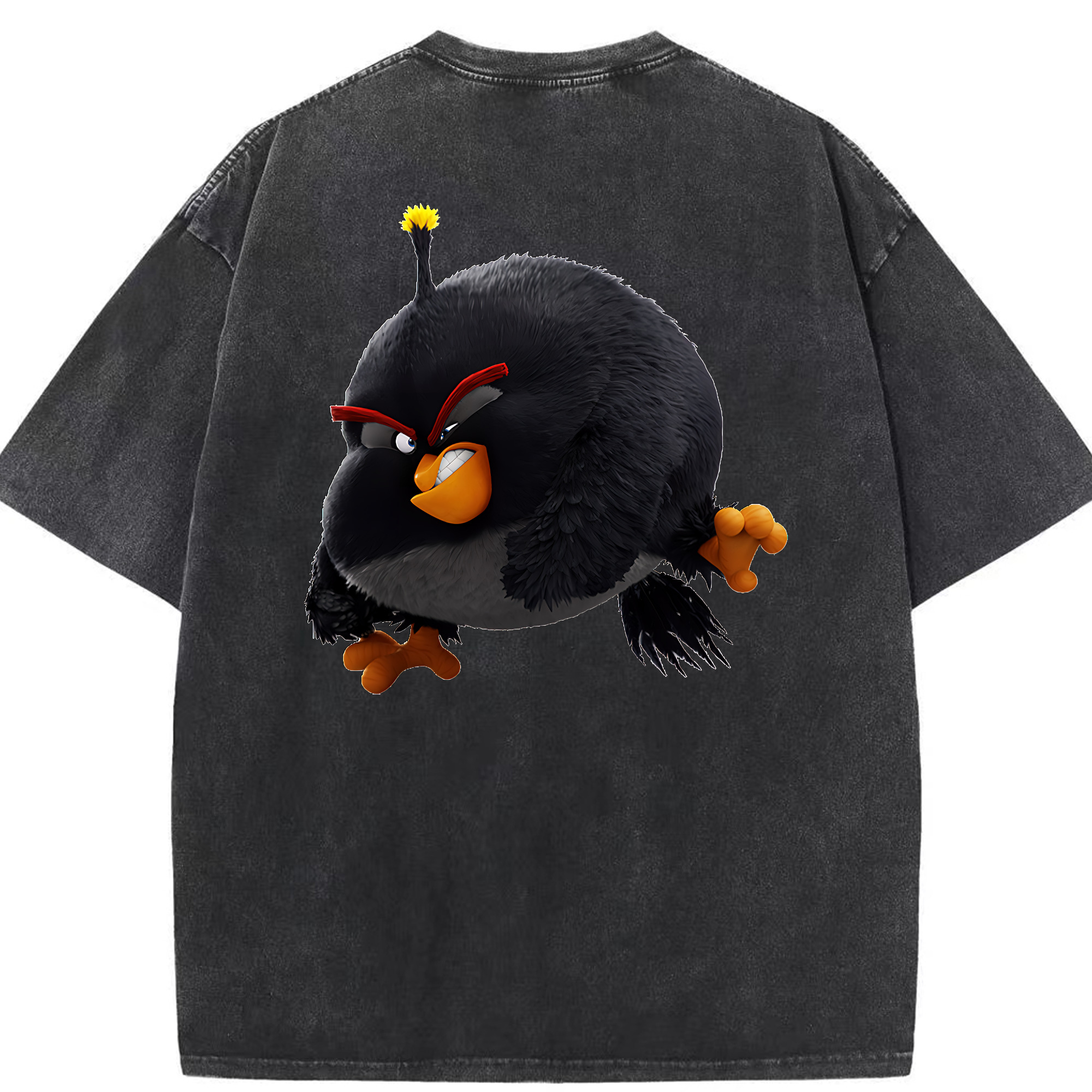（画像用） Angry Birds アングリーバード 綿100% ヴィンテージ風 半袖Tシャツ（背面プリント）