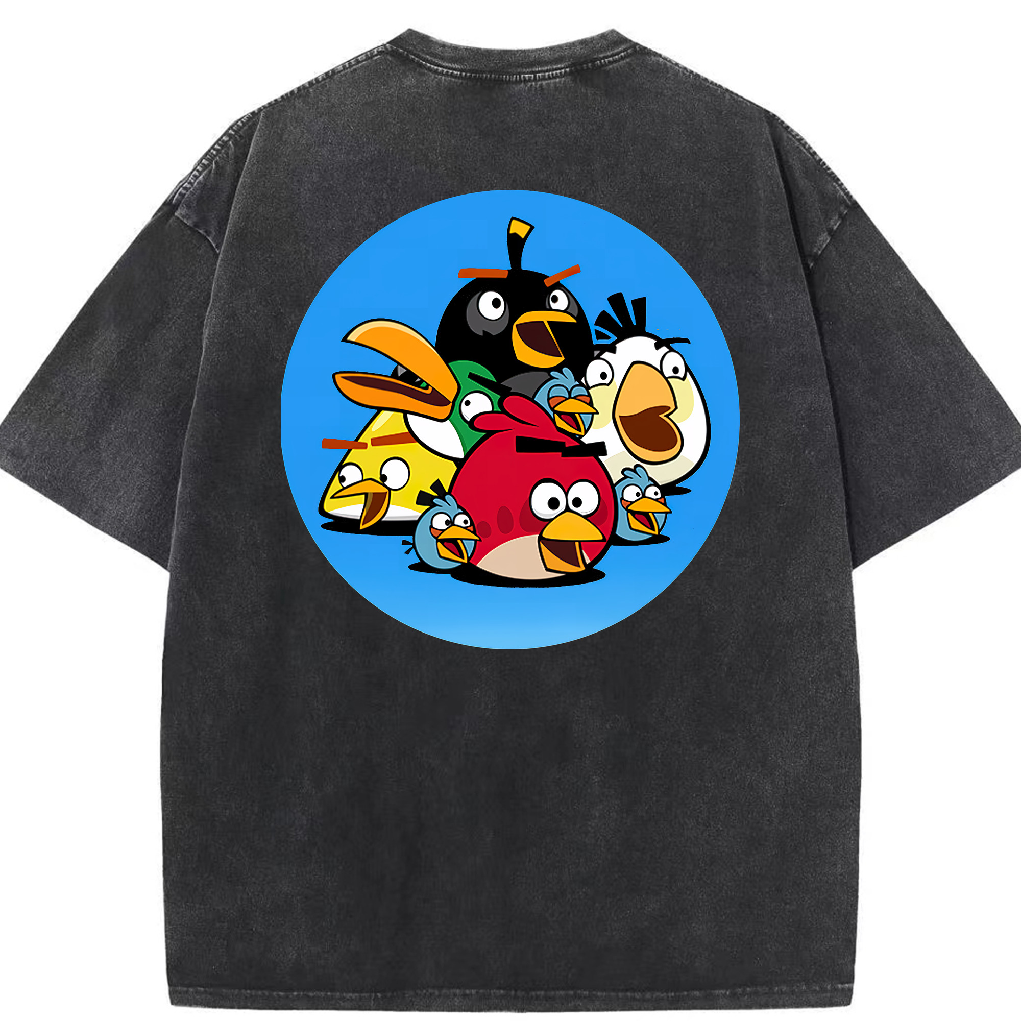 （画像用） Angry Birds アングリーバード 綿100% ヴィンテージ風 半袖Tシャツ（背面プリント）