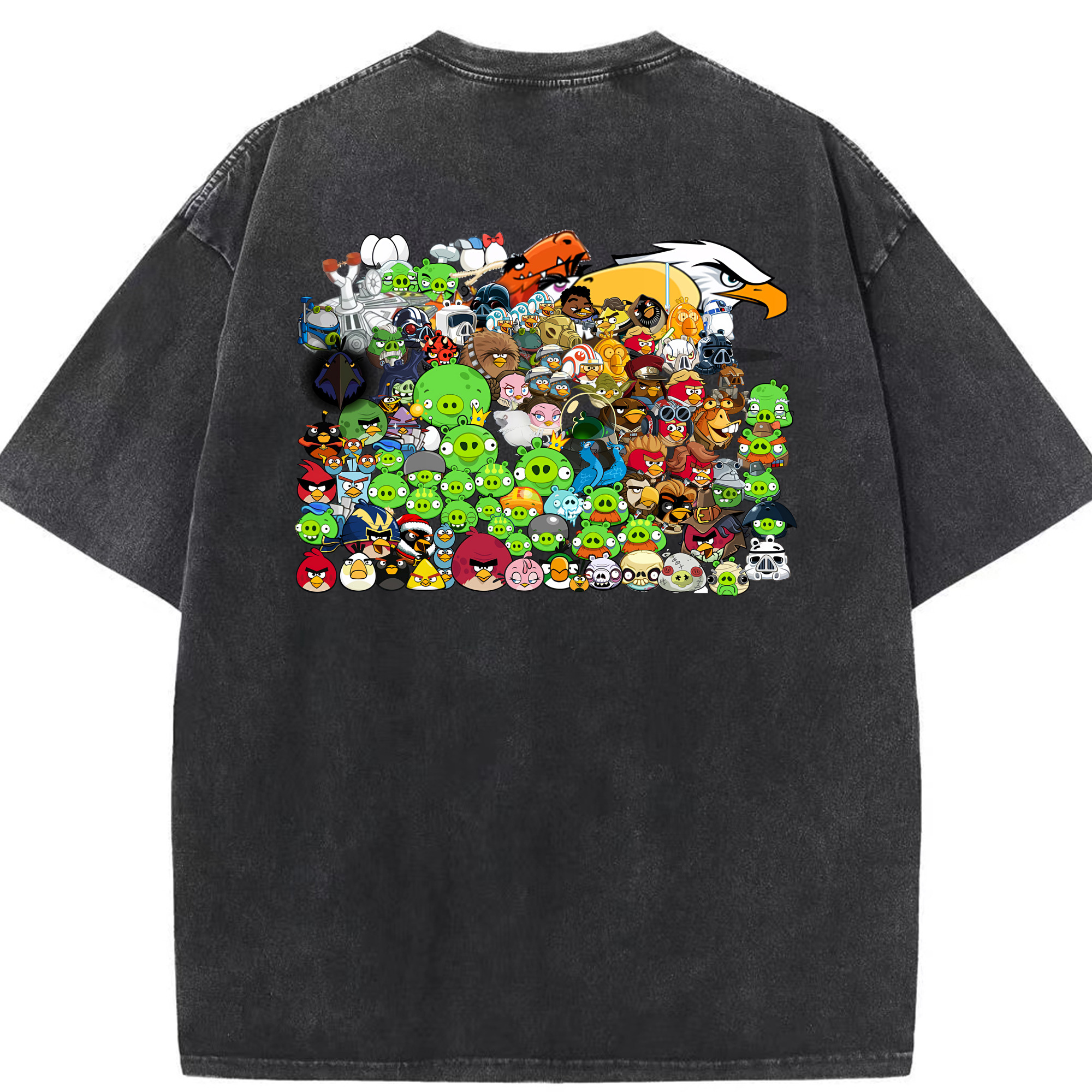 （画像用） Angry Birds アングリーバード 綿100% ヴィンテージ風 半袖Tシャツ（背面プリント）