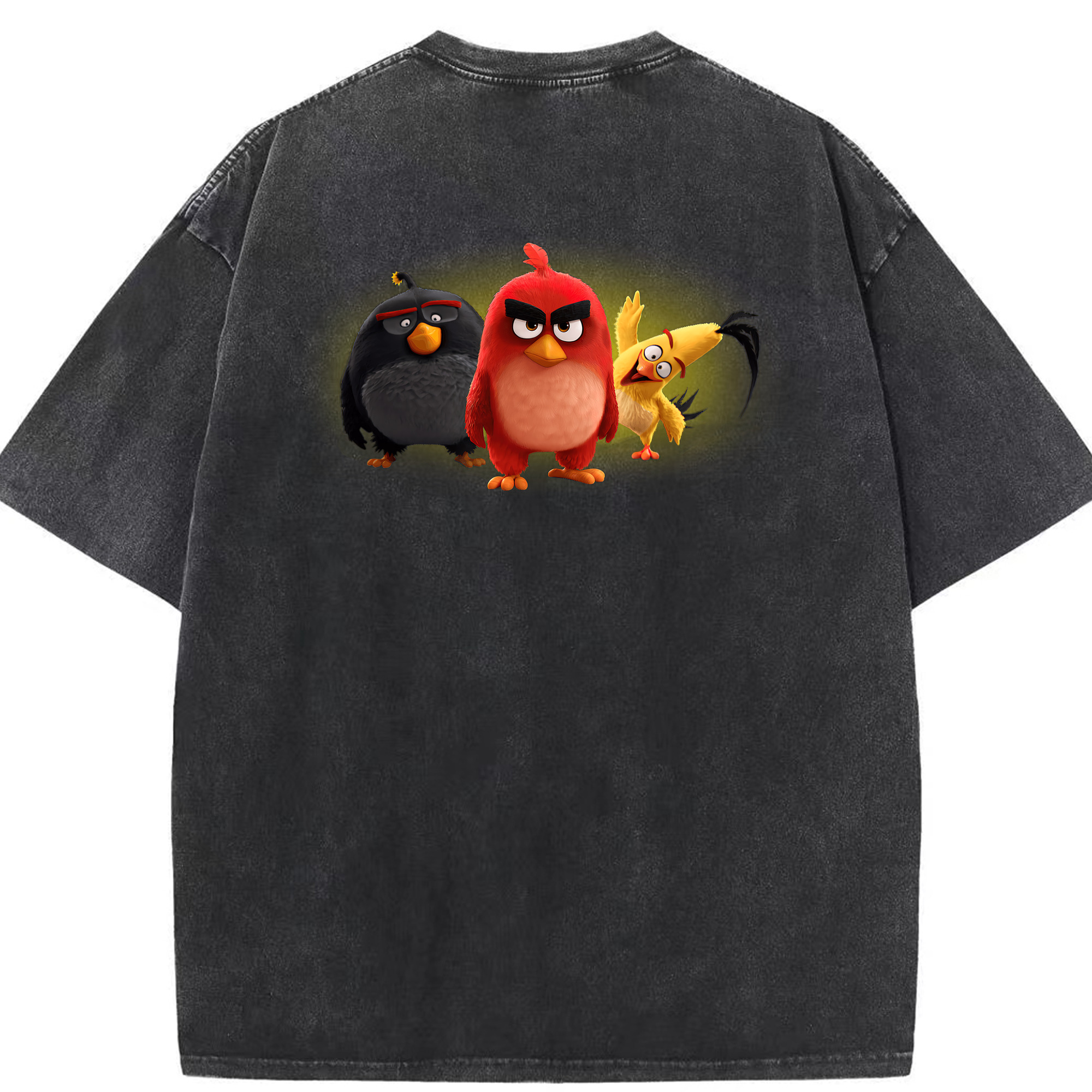 （画像用） Angry Birds アングリーバード 綿100% ヴィンテージ風 半袖Tシャツ（背面プリント）