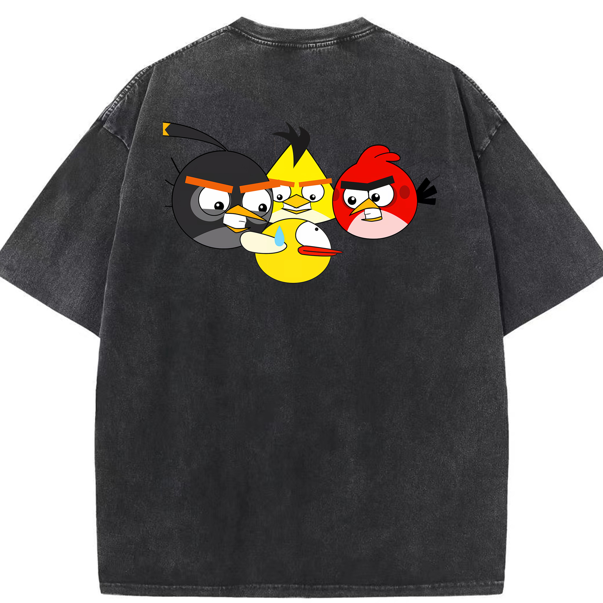 （画像用） Angry Birds アングリーバード 綿100% ヴィンテージ風 半袖Tシャツ（背面プリント）