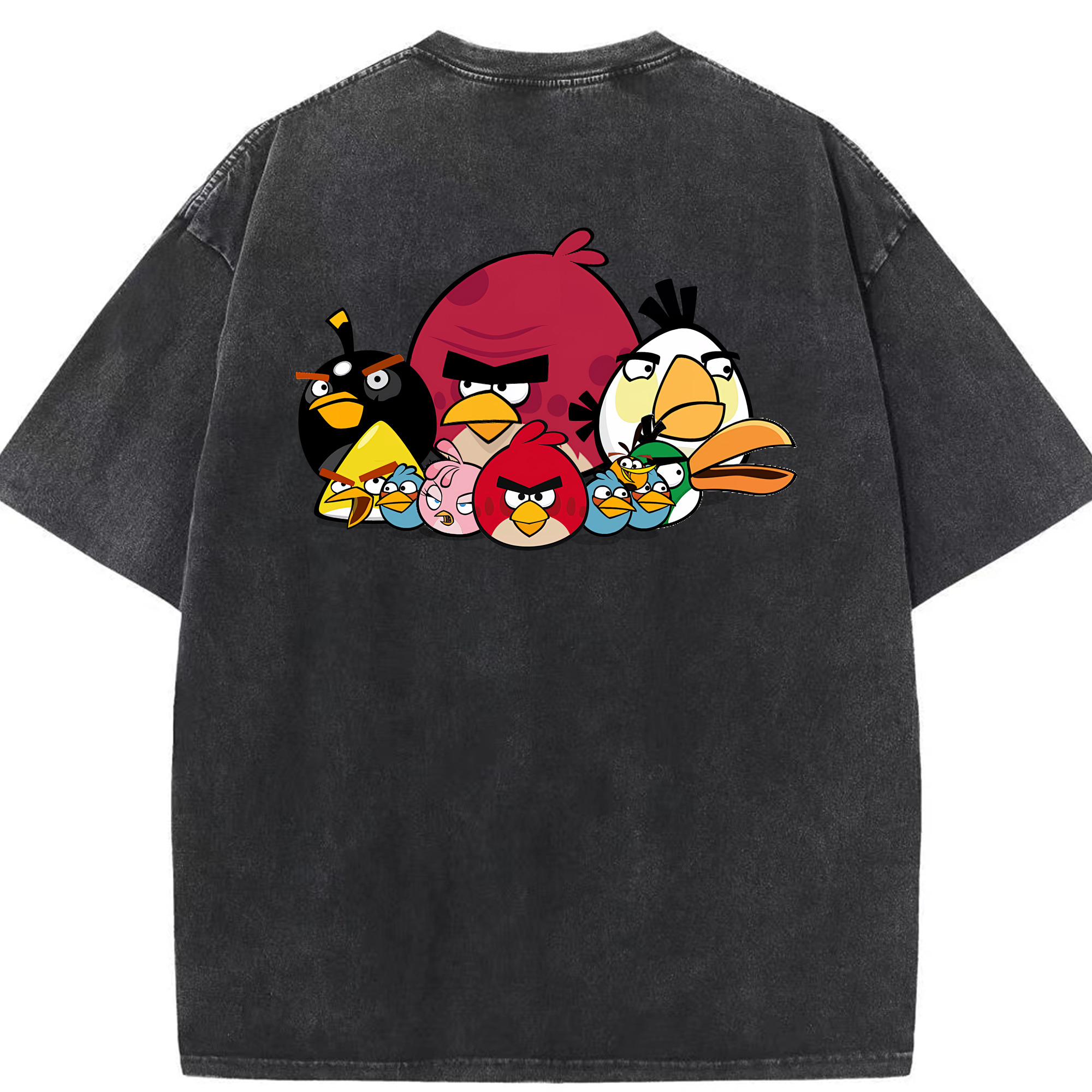 （画像用） Angry Birds アングリーバード 綿100% ヴィンテージ風 半袖Tシャツ（背面プリント）