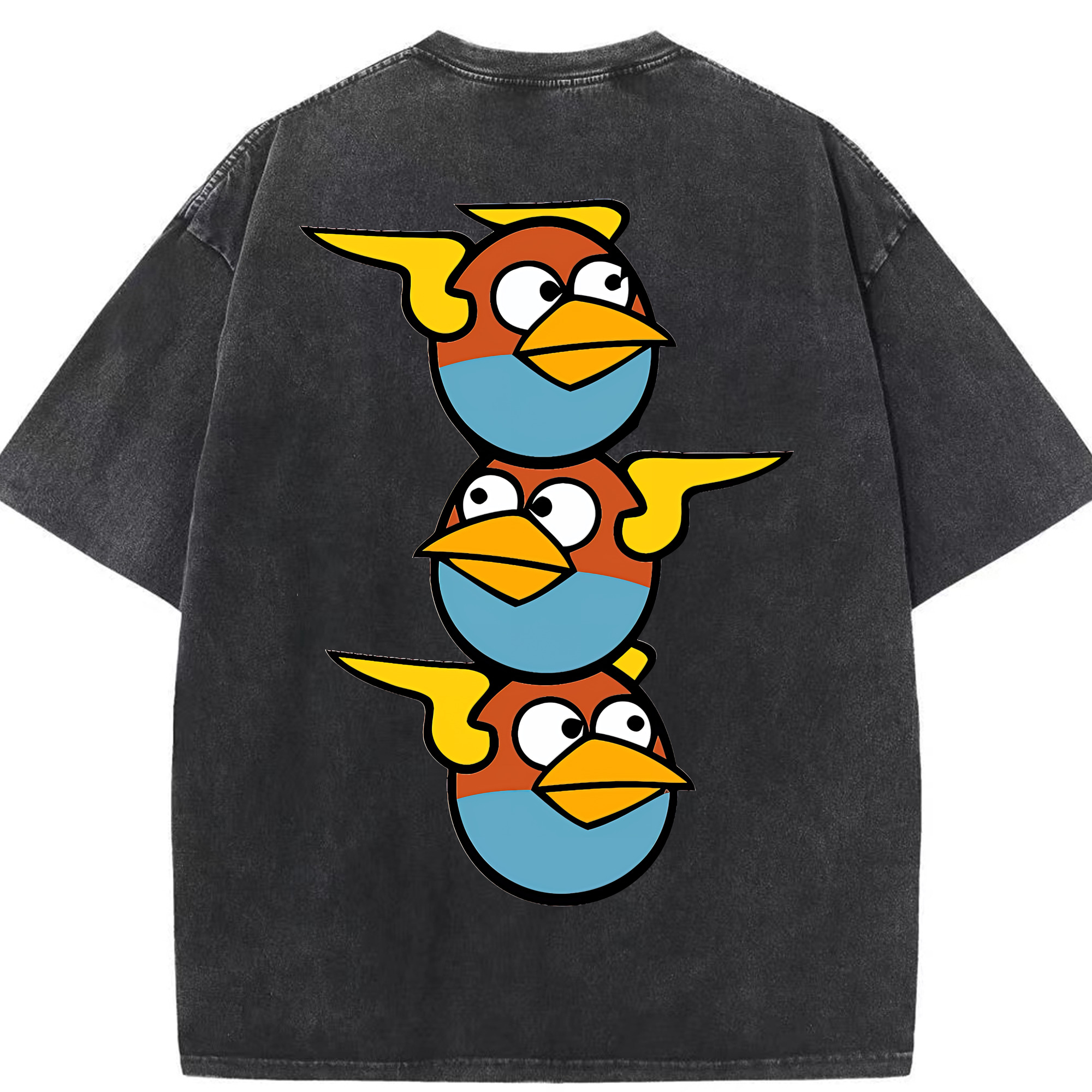（画像用） Angry Birds アングリーバード 綿100% ヴィンテージ風 半袖Tシャツ（背面プリント）