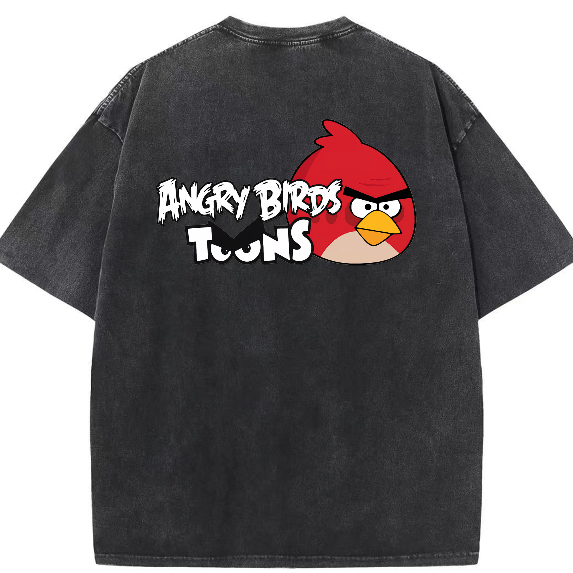 （画像用） Angry Birds アングリーバード 綿100% ヴィンテージ風 半袖Tシャツ（背面プリント）