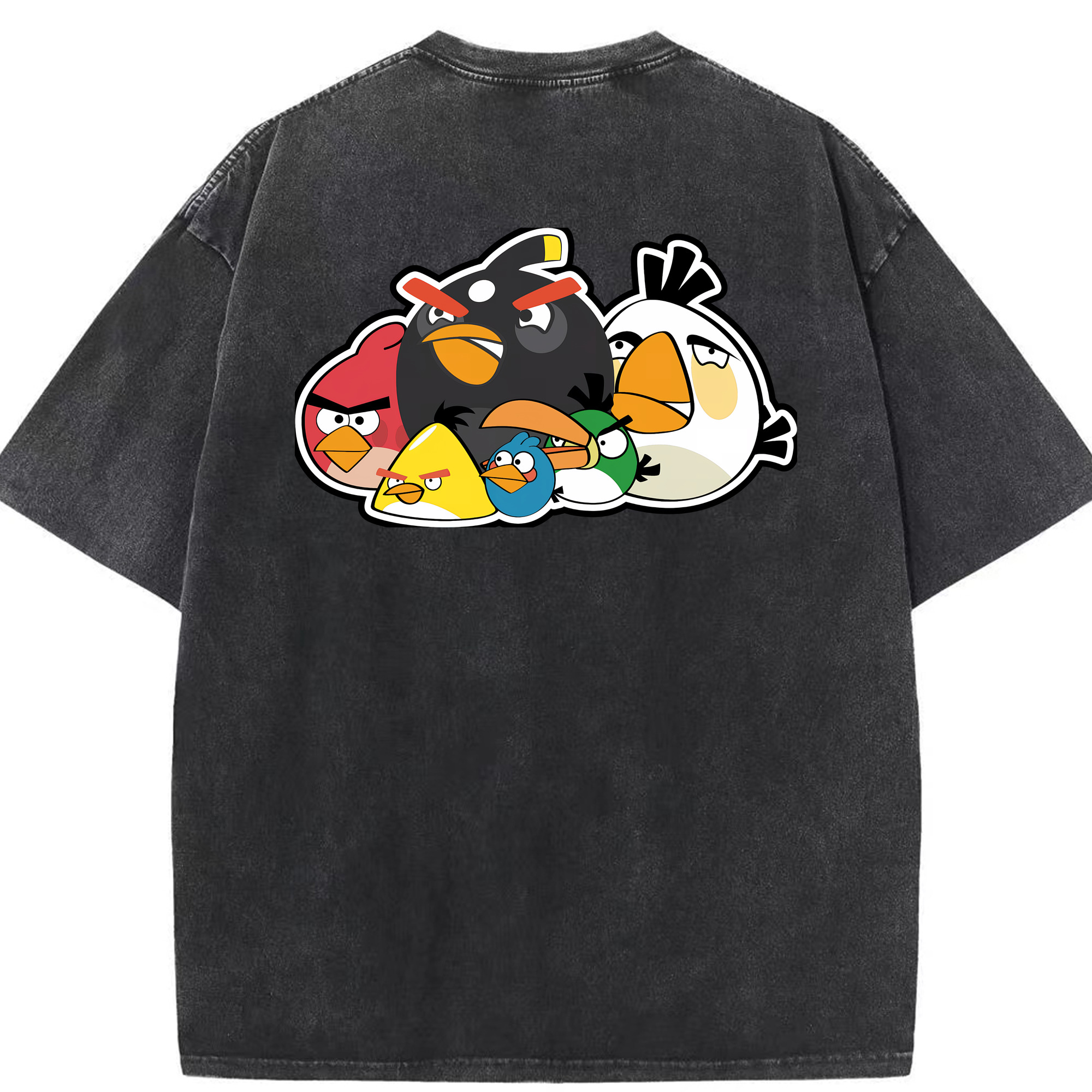 （画像用） Angry Birds アングリーバード 綿100% ヴィンテージ風 半袖Tシャツ（背面プリント）