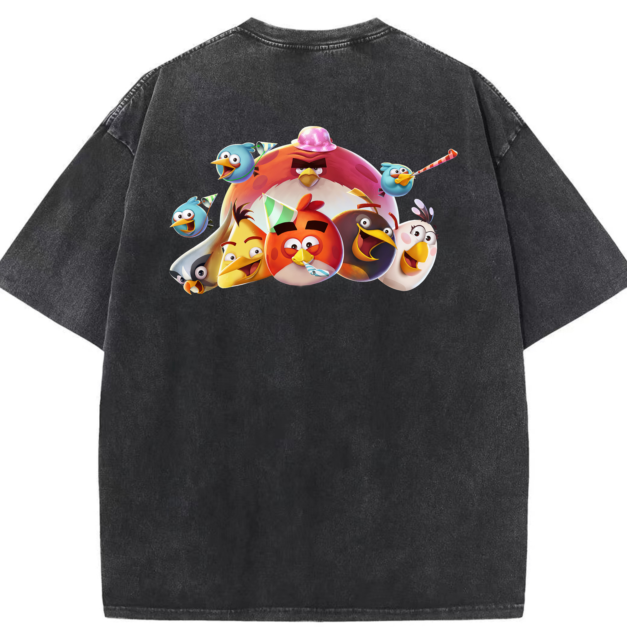 （画像用） Angry Birds アングリーバード 綿100% ヴィンテージ風 半袖Tシャツ（背面プリント）