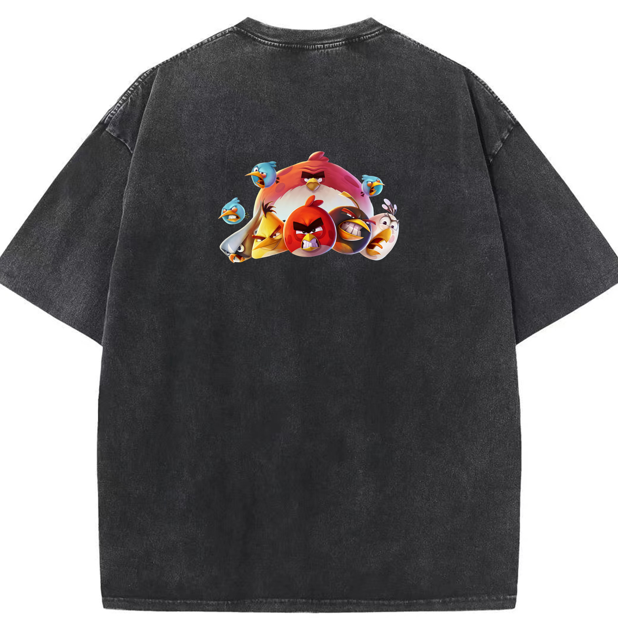 （画像用） Angry Birds アングリーバード 綿100% ヴィンテージ風 半袖Tシャツ（背面プリント）