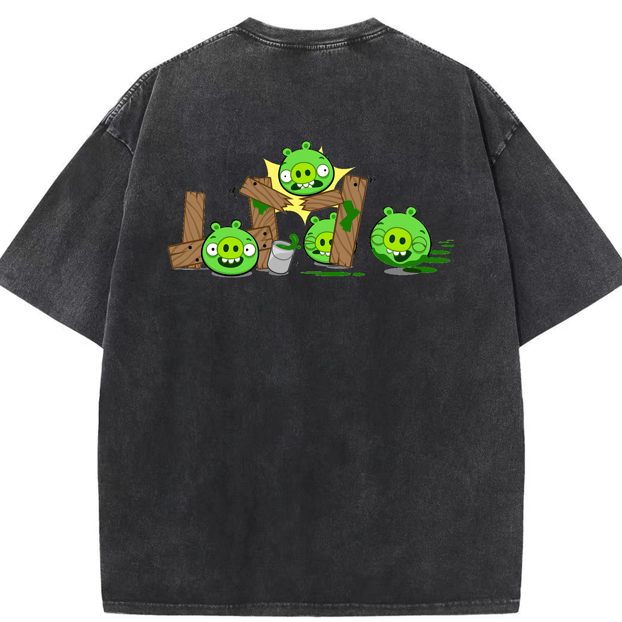 （画像用） Angry Birds アングリーバード 綿100% ヴィンテージ風 半袖Tシャツ（背面プリント）