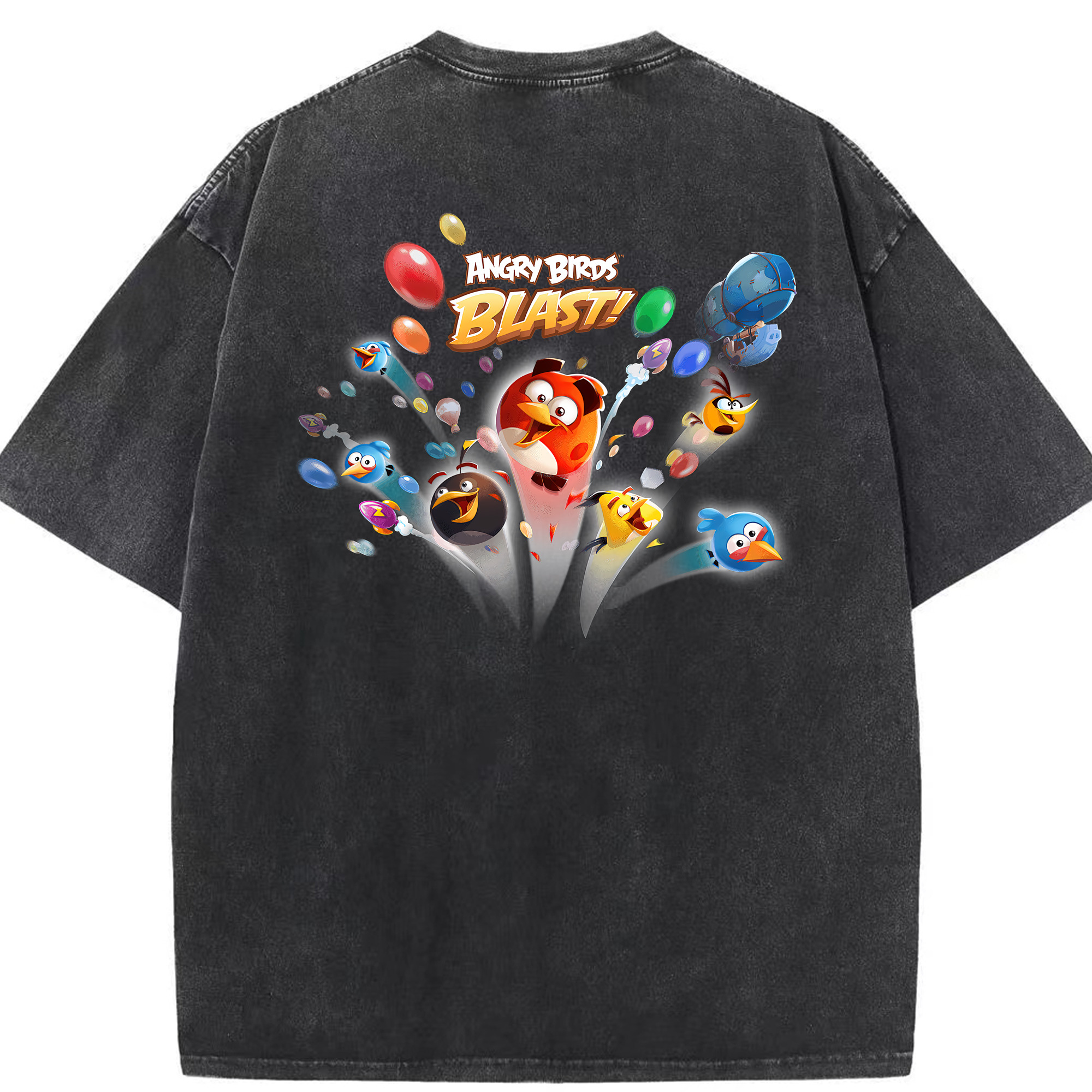 （画像用） Angry Birds アングリーバード 綿100% ヴィンテージ風 半袖Tシャツ（背面プリント）