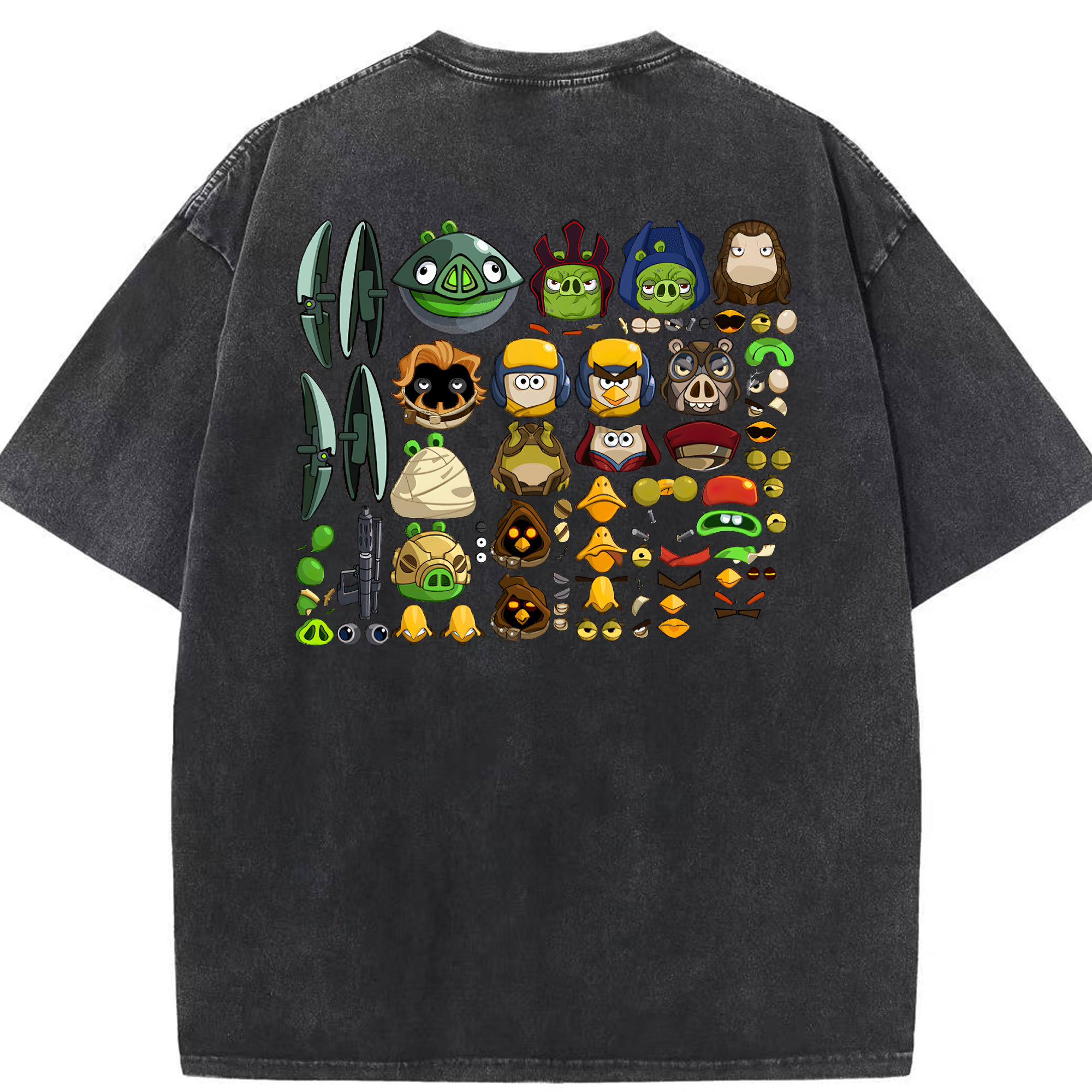 （画像用） Angry Birds アングリーバード 綿100% ヴィンテージ風 半袖Tシャツ（背面プリント）