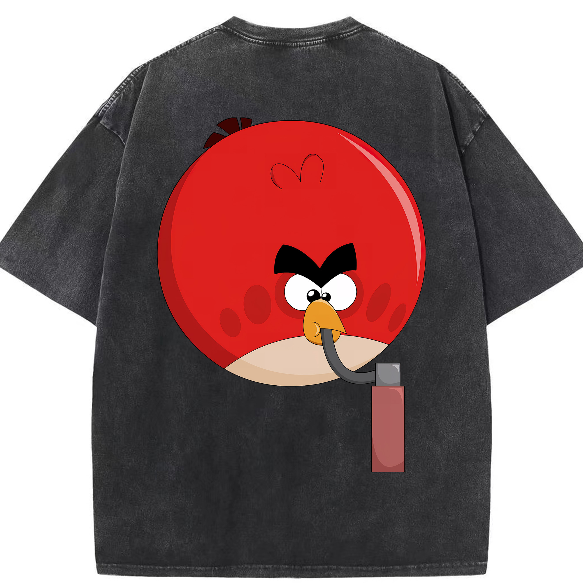 （画像用） Angry Birds アングリーバード 綿100% ヴィンテージ風 半袖Tシャツ（背面プリント）