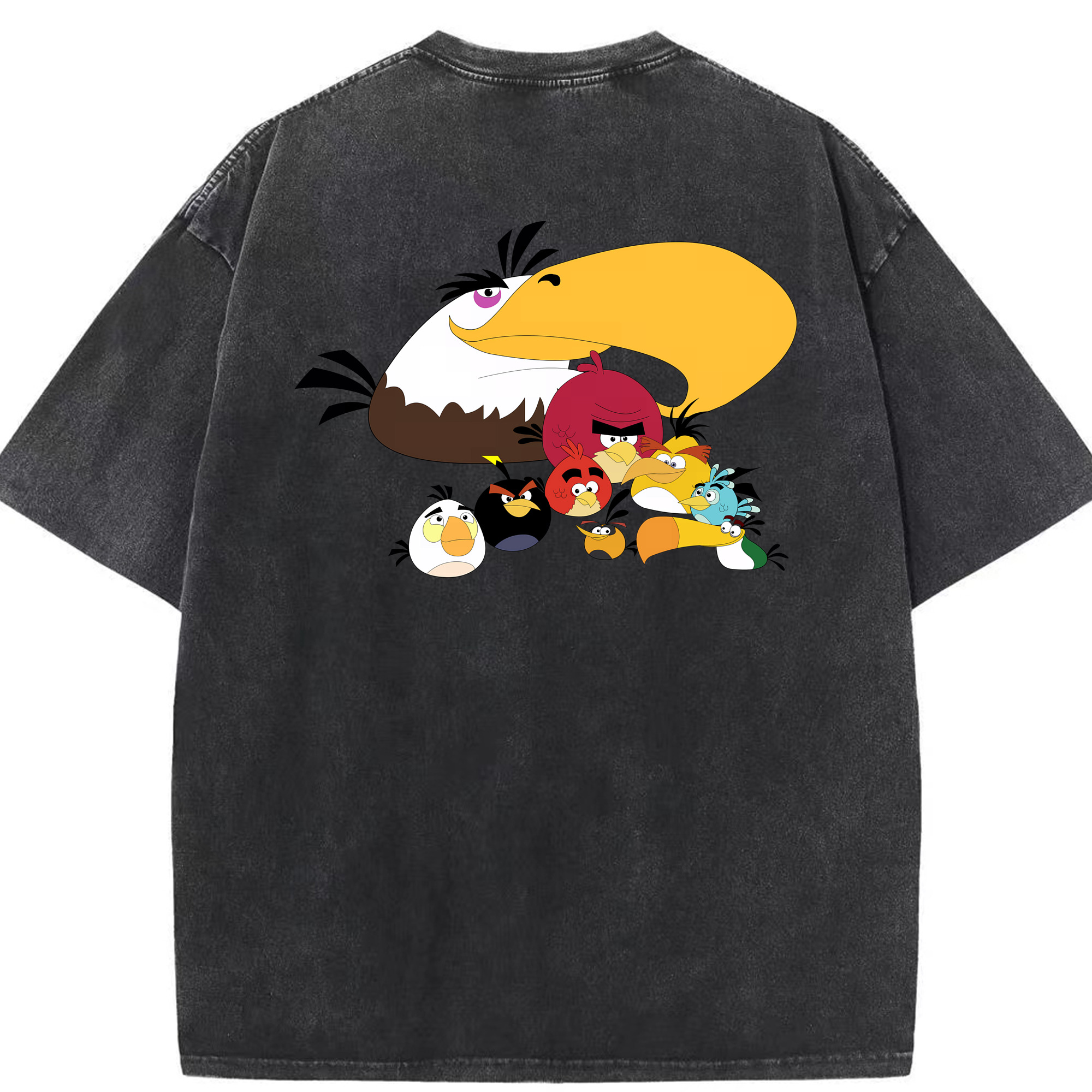 （画像用） Angry Birds アングリーバード 綿100% ヴィンテージ風 半袖Tシャツ（背面プリント）