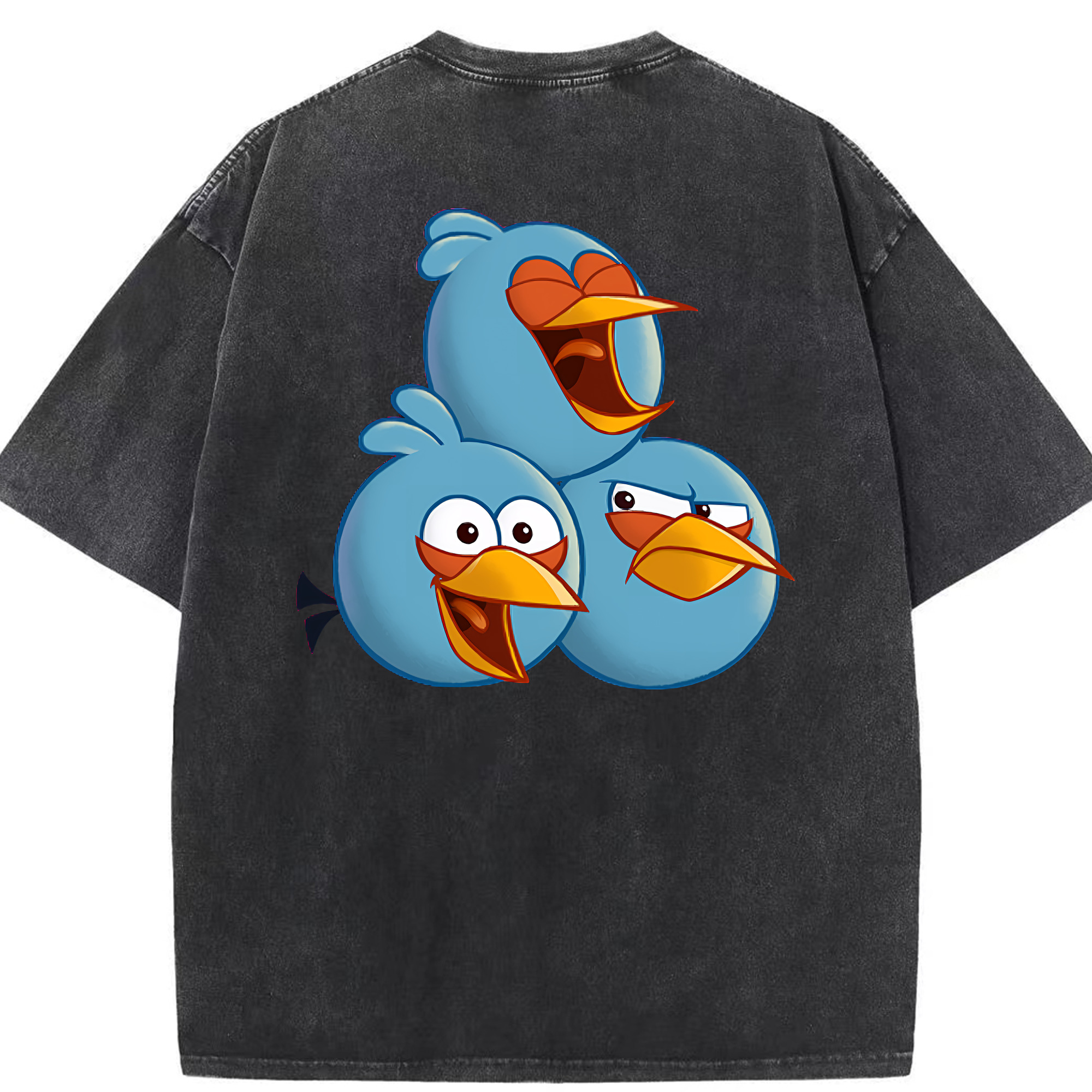 （画像用） Angry Birds アングリーバード 綿100% ヴィンテージ風 半袖Tシャツ（背面プリント）