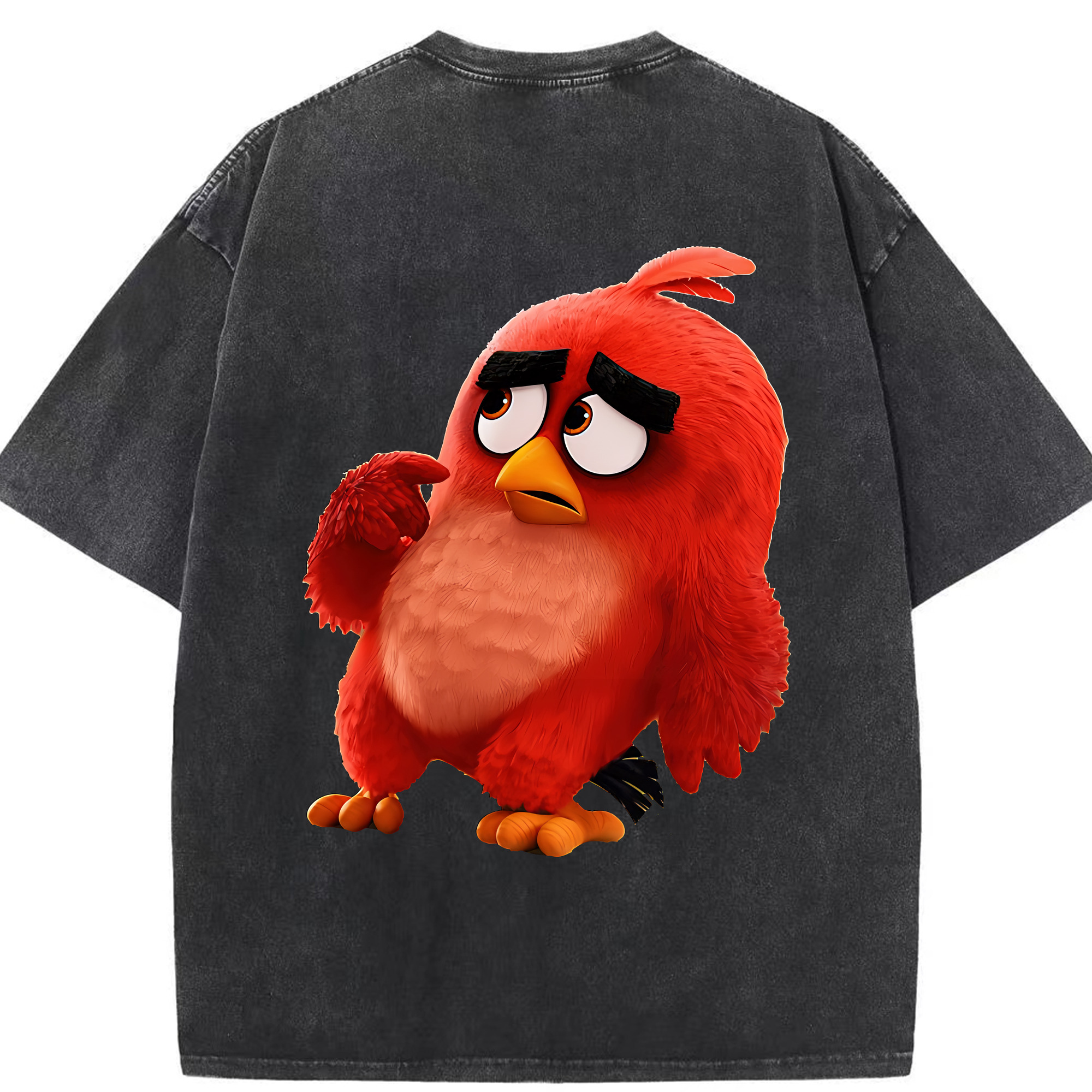 （画像用） Angry Birds アングリーバード 綿100% ヴィンテージ風 半袖Tシャツ（背面プリント）