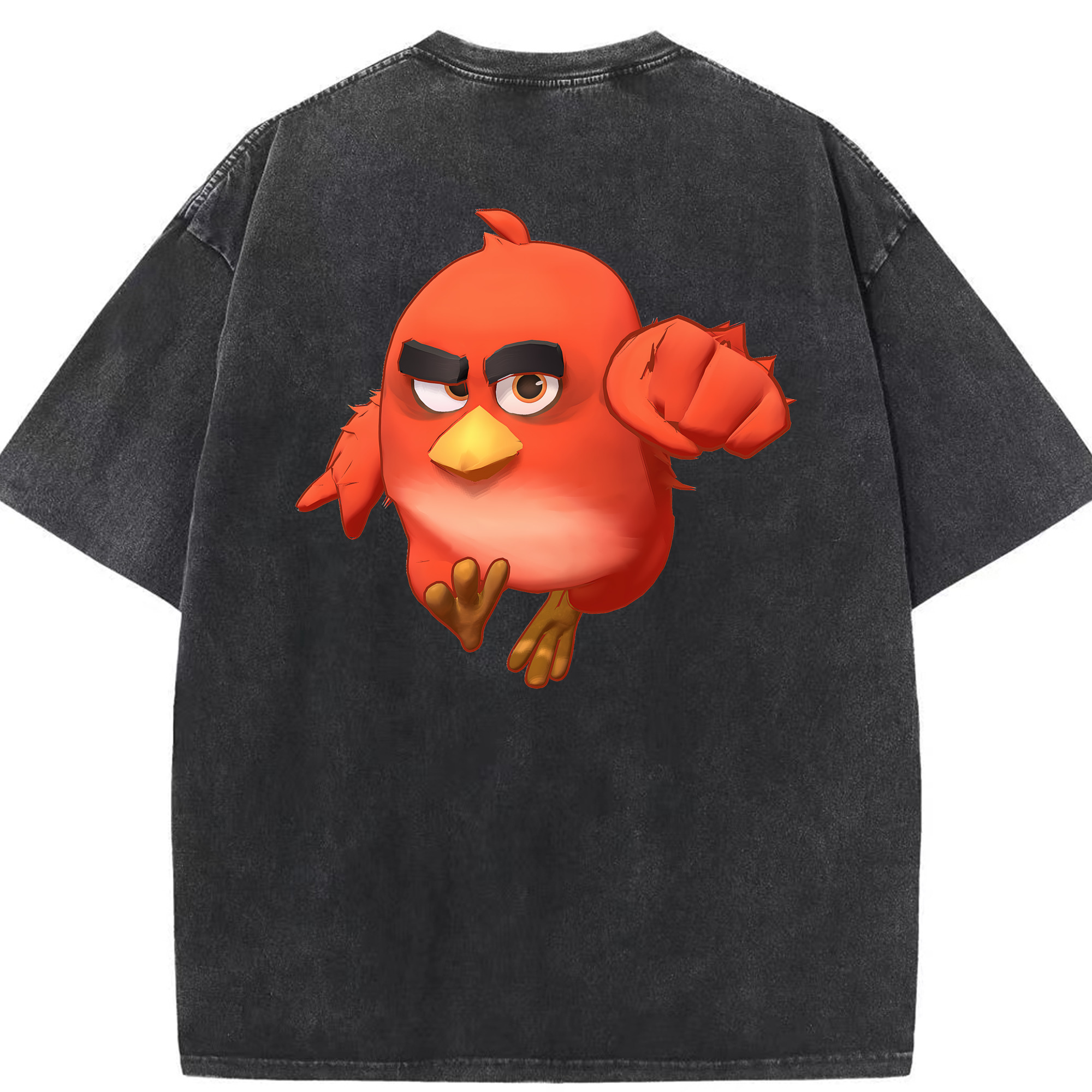 （画像用） Angry Birds アングリーバード 綿100% ヴィンテージ風 半袖Tシャツ（背面プリント）