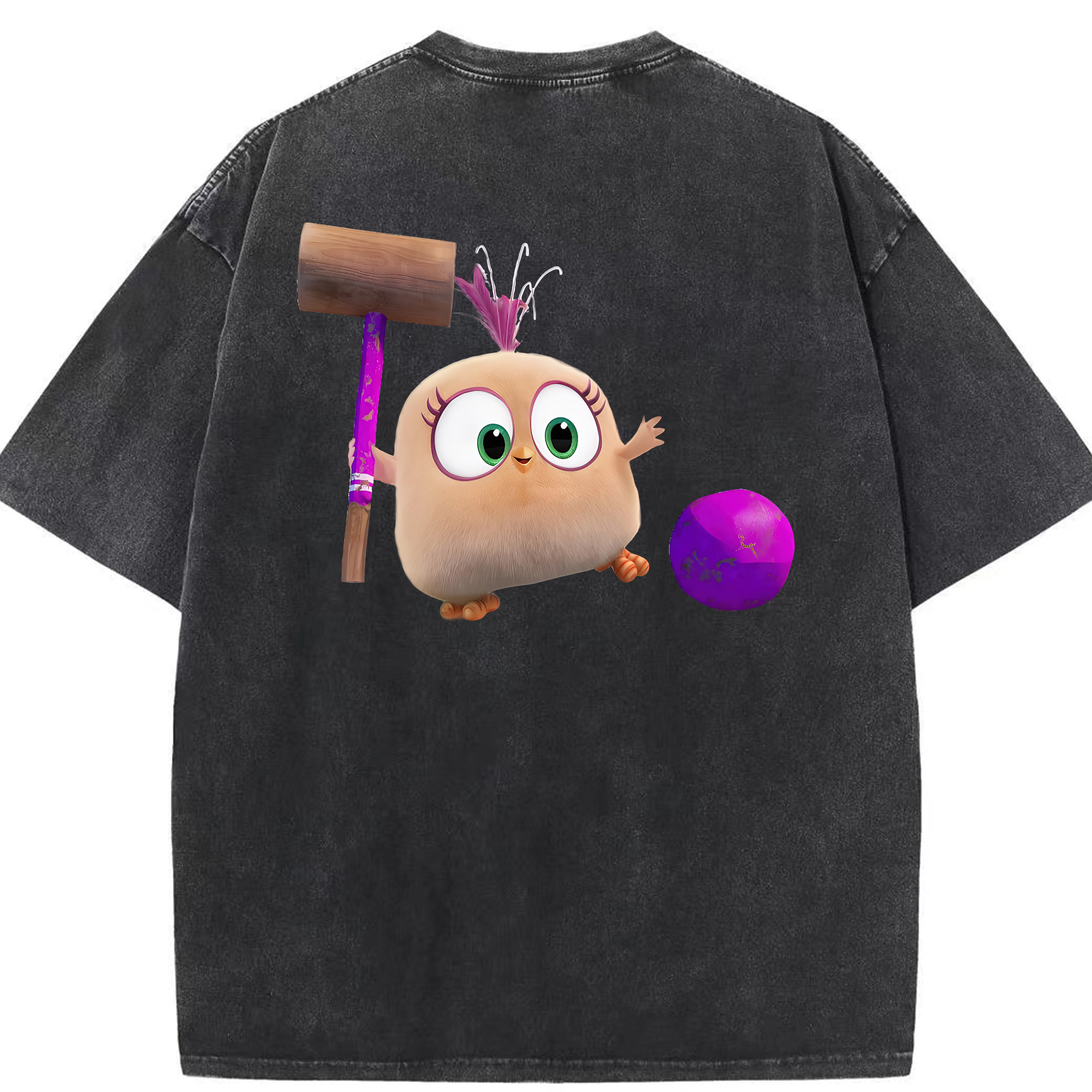 （画像用） Angry Birds アングリーバード 綿100% ヴィンテージ風 半袖Tシャツ（背面プリント）