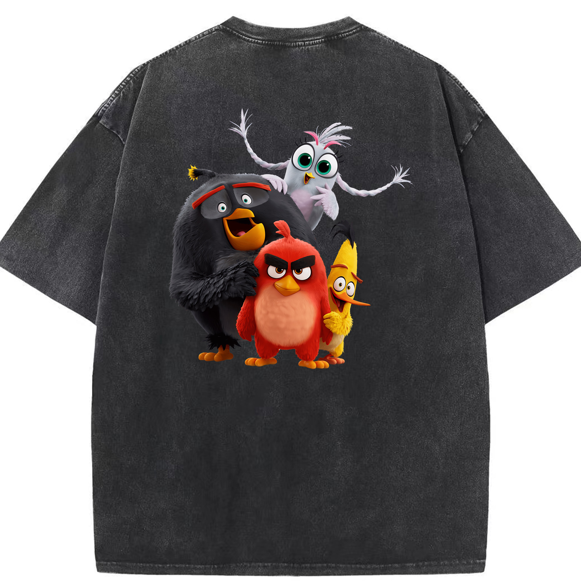 （画像用） Angry Birds アングリーバード 綿100% ヴィンテージ風 半袖Tシャツ（背面プリント）