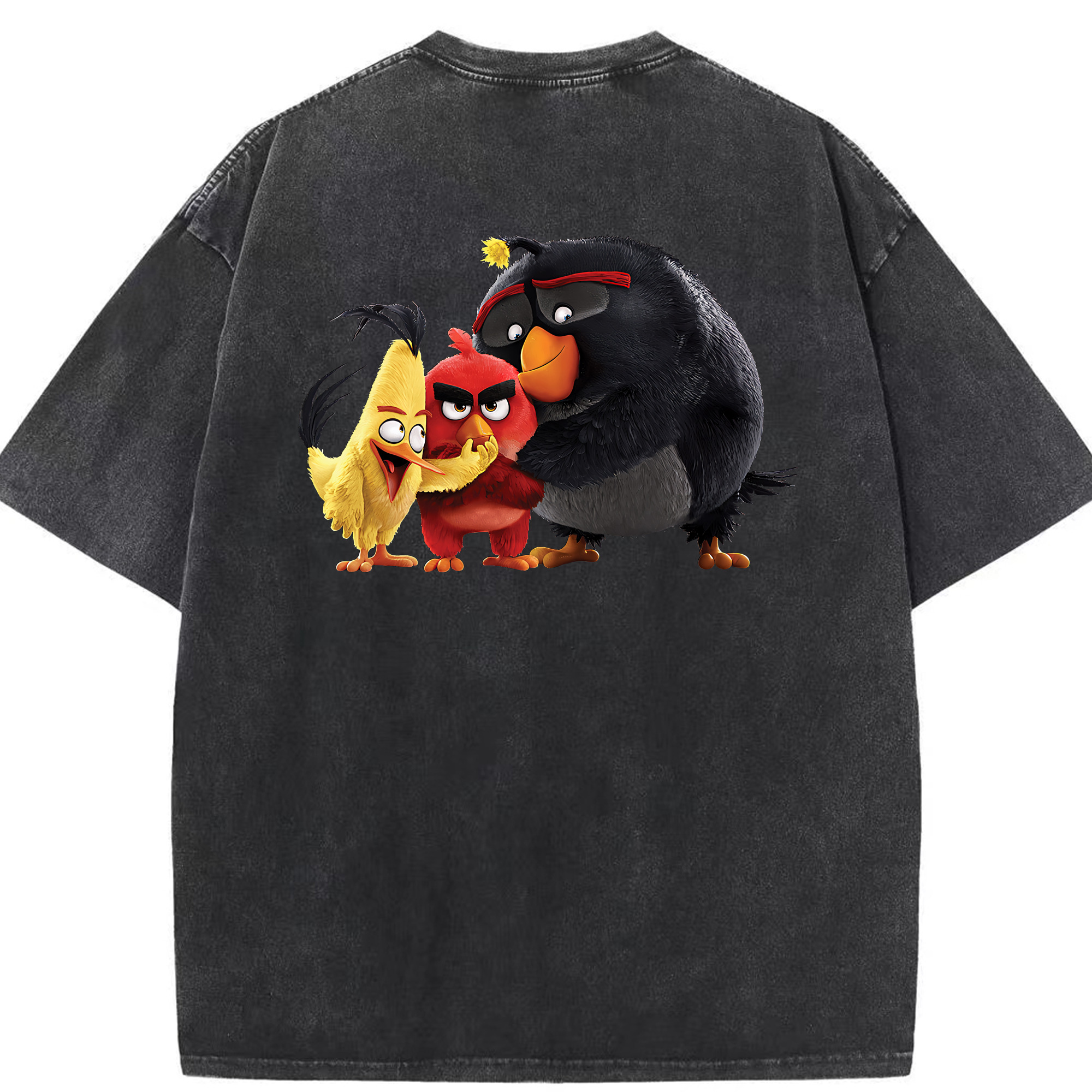 （画像用） Angry Birds アングリーバード 綿100% ヴィンテージ風 半袖Tシャツ（背面プリント）