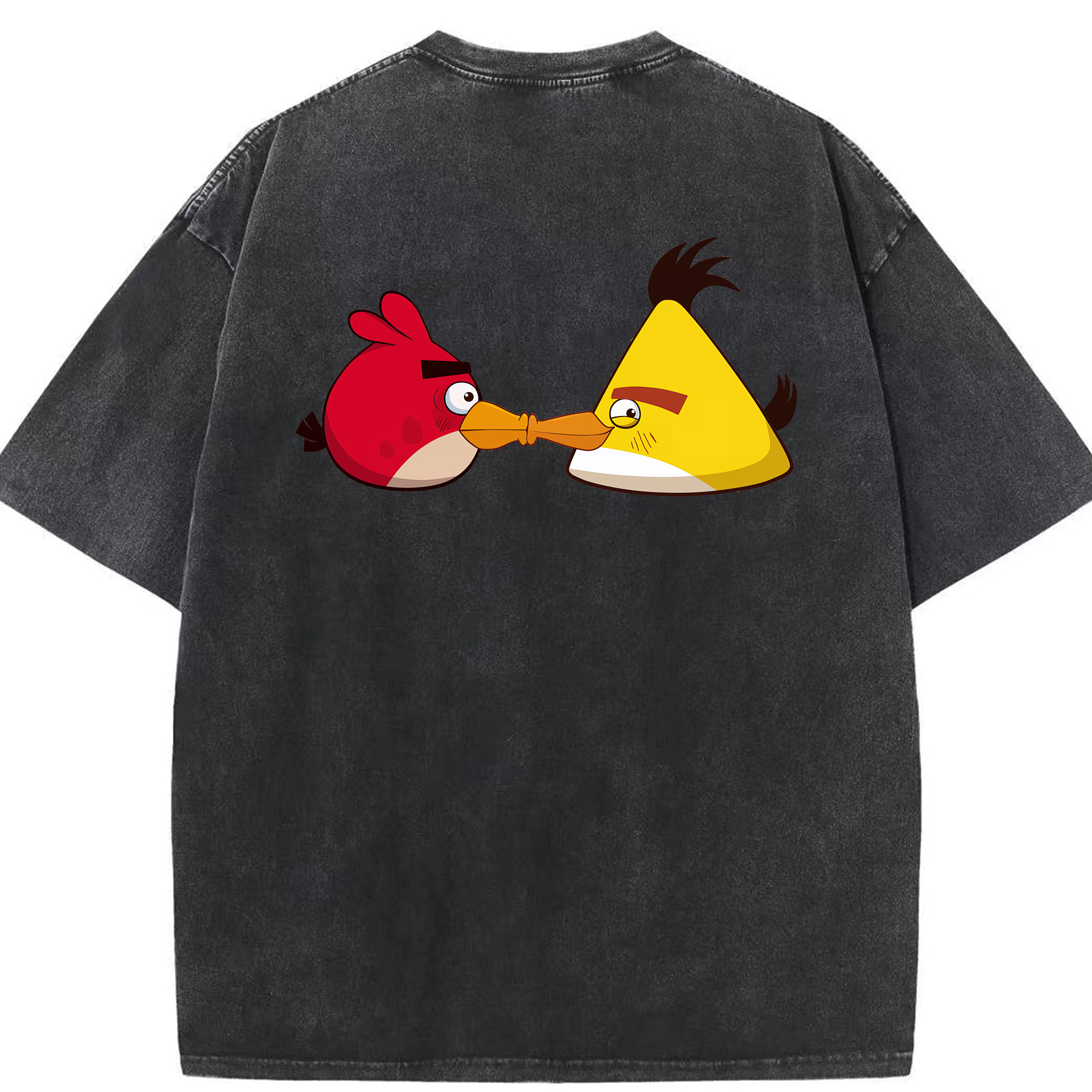 （画像用） Angry Birds アングリーバード 綿100% ヴィンテージ風 半袖Tシャツ（背面プリント）