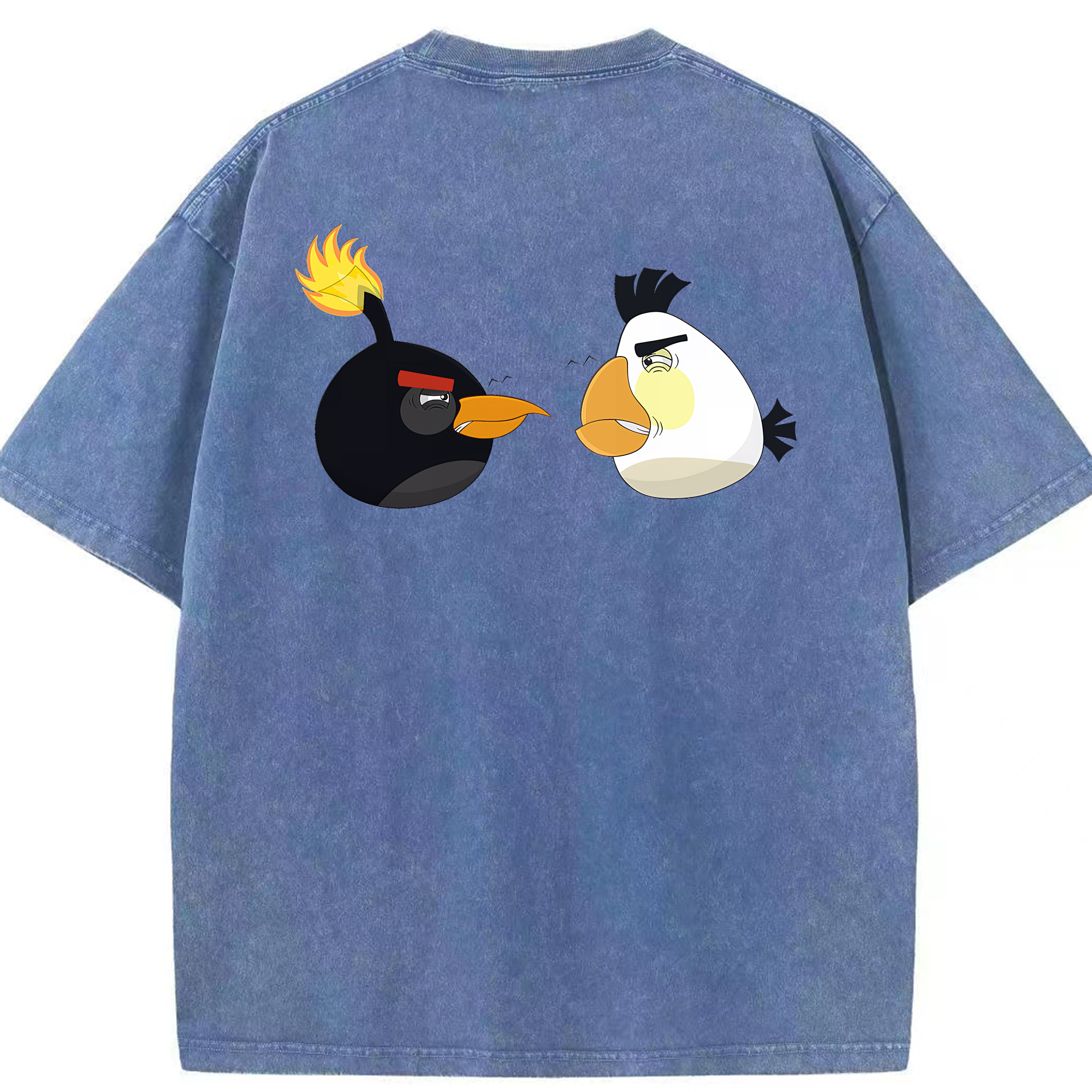 （画像用） Angry Birds アングリーバード 綿100% ヴィンテージ風 半袖Tシャツ（背面プリント）